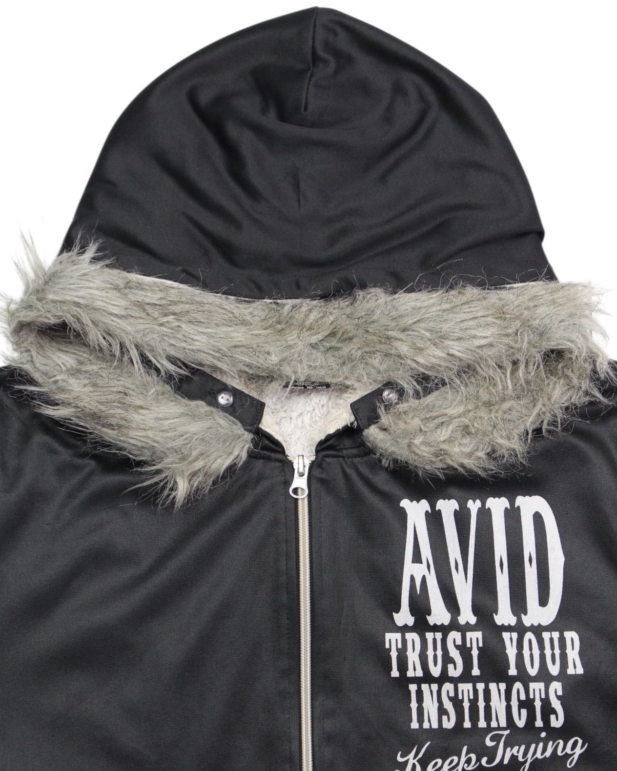 If Six Was Nine 2000S CLASH AHEAD SHERPA × SATIN HOODED JACKET “BRING HOPE” Size US L / EU 52-54 / 3 - 4 Thumbnail