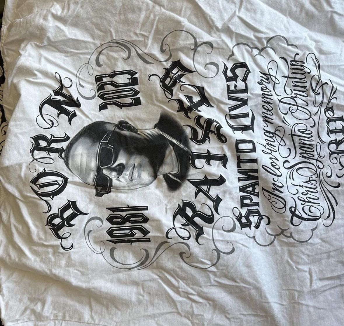 Born X Raised BORN X RAISED SPANTO LIVES MISTER CARTOON WHITE TEE SHIRT Size US L / EU 52-54 / 3 - 3 Thumbnail