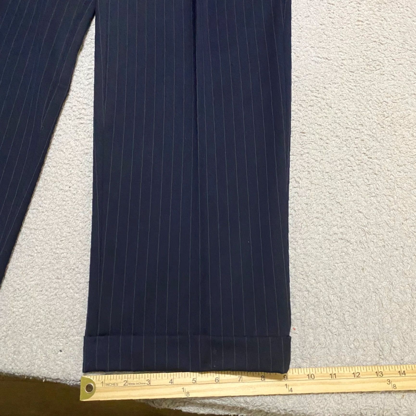 Brooks Brothers Brooks Brothers Dress Pants Striped Blue Wool 35x34 Flat Front Men's Regular Size 35 Straight Pants Size US 35 - 5 Thumbnail