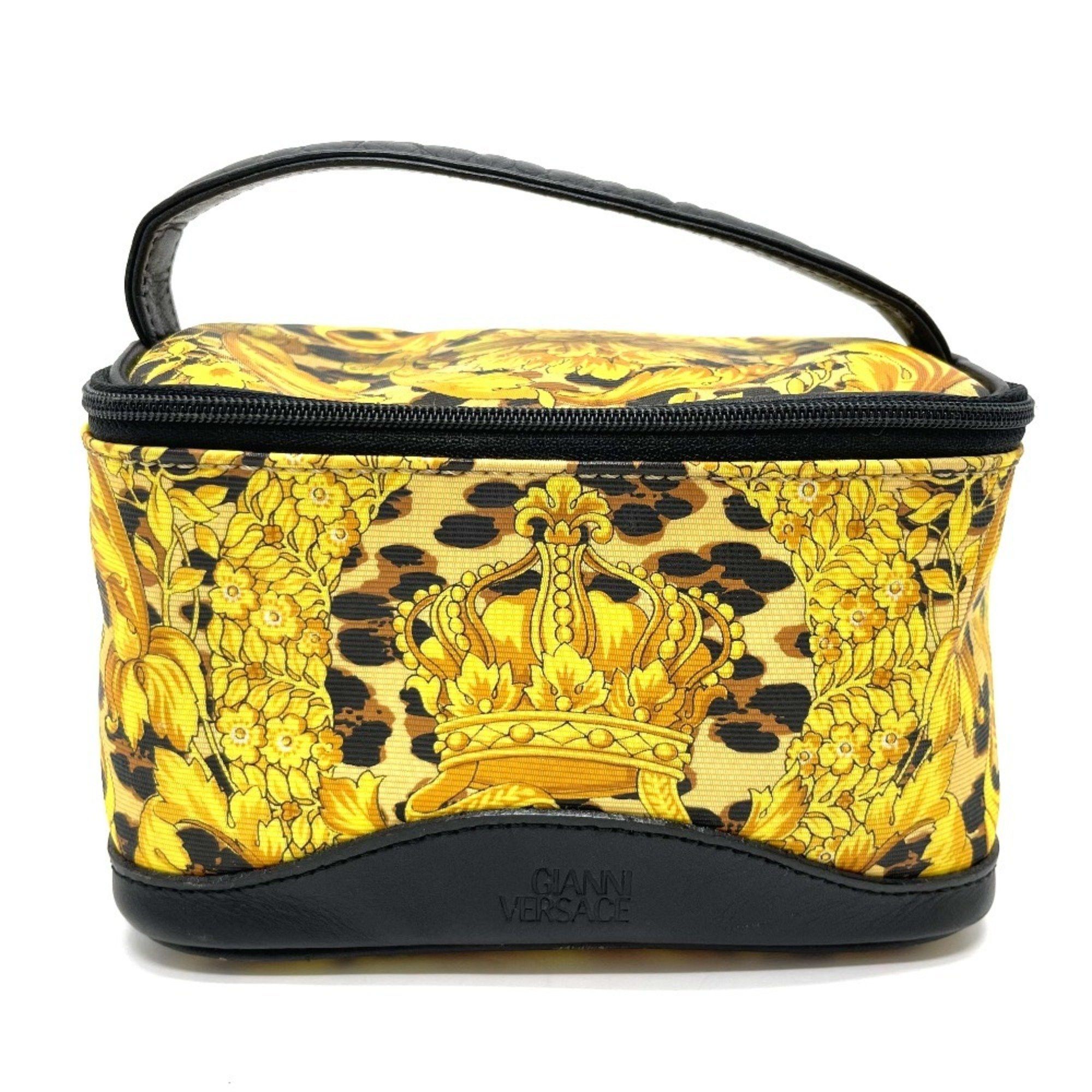 VERSACE Leopard Print Handbag Vanity Bag in PVC/Leather, Yellow