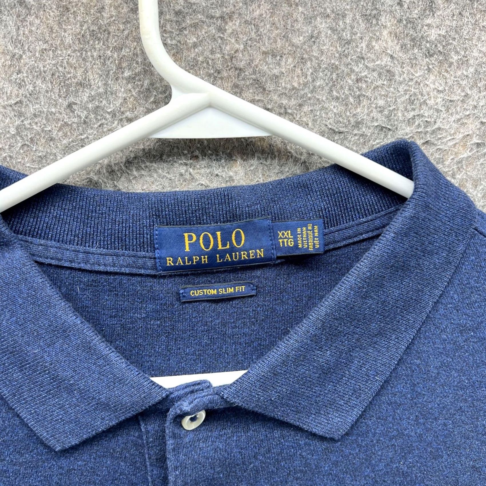 Polo Ralph Lauren Polo Ralph Lauren Polo Shirt Mens 2XL Blue Solid Pony Logo Slim Fit Shirt Size US XXL / EU 58 / 5 - 2 Thumbnail