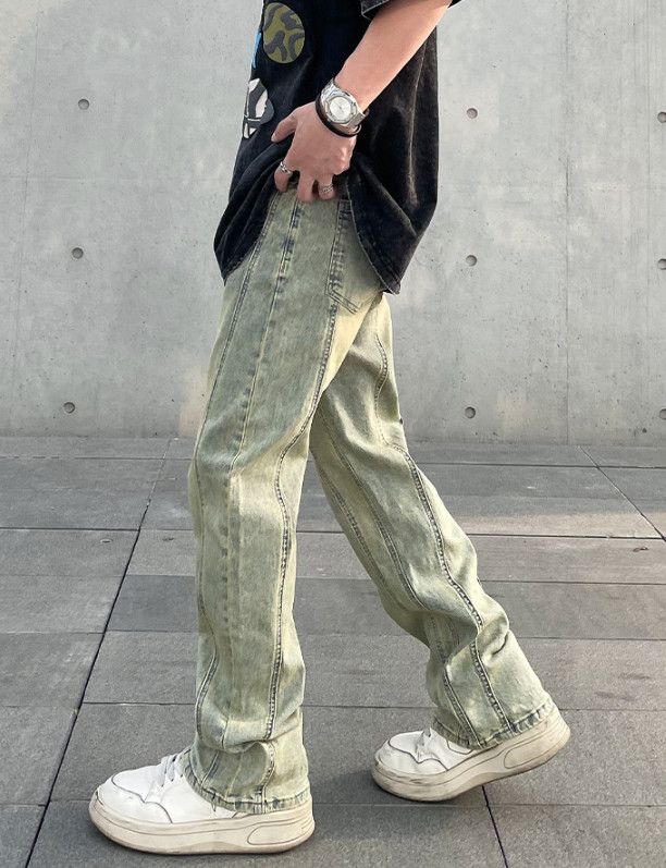 Japanese Brand High Street Men's Straight-Leg Washed Distressed Flare Jeans Size US 32 / EU 48 - 5 Thumbnail