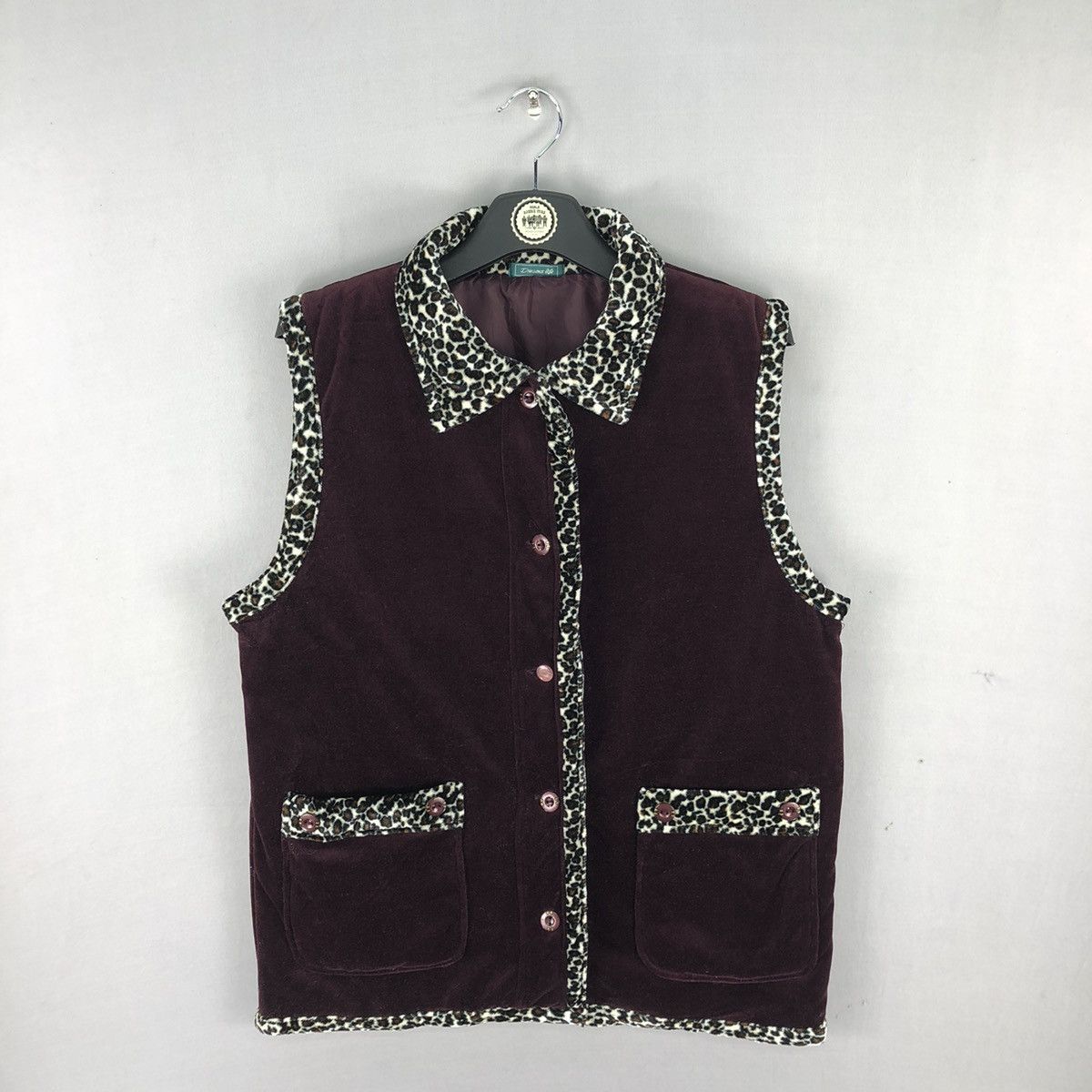 Japanese Brand Vintage 90's Velvet Leopard Women Vest by Drellous Life Size S / US 4 / IT 40 - 1 Thumbnail