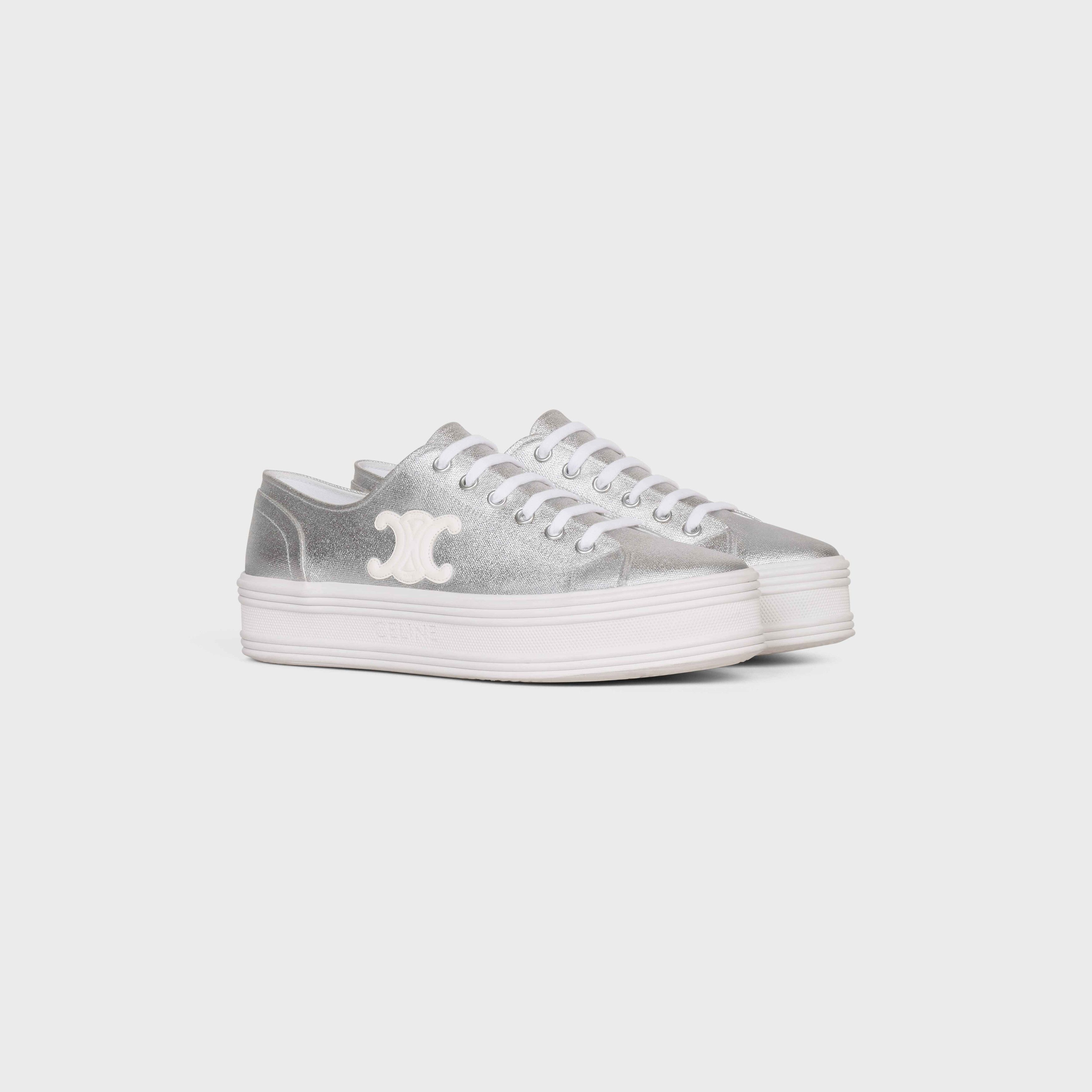 Celine o1bcso1str0924 Low Lace-up Sneaker Triomphe Patch Metallic Size US 9 / EU 42 - 2 Thumbnail