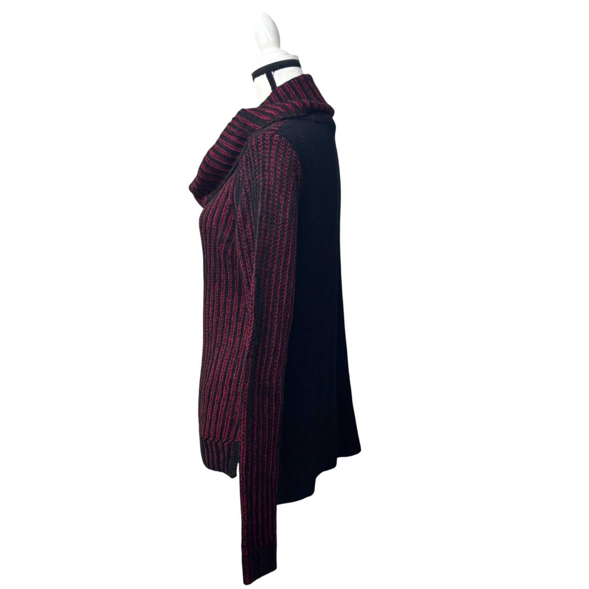 DKNY DKNY Jeans Striped Cowl-Neck Mixed Knit Tank Sweater, Syrah, Size M / US 6-8 / IT 42-44 - 2 Thumbnail