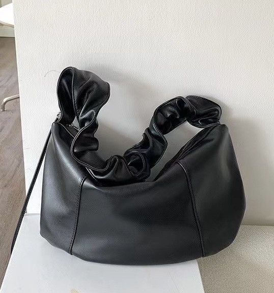 Japanese Brand Retro y2k fashion pu leather ruched strap shoulder hobo bag Size ONE SIZE - 5 Thumbnail