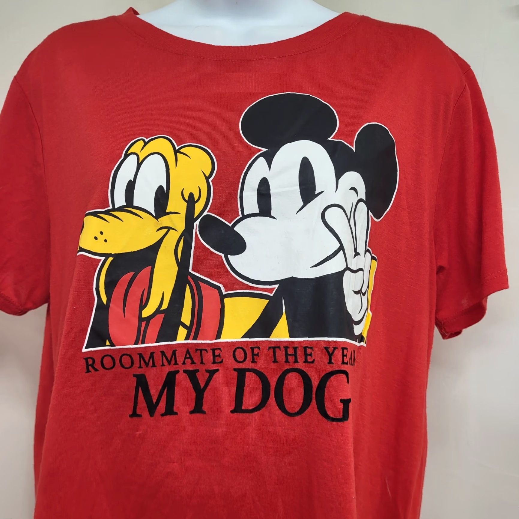 Disney Disney Mickey Mouse T-Shirt Red Women XL "Roommate of the Year My Dog" Shirt Size XL / US 12-14 / IT 48-50 - 3 Thumbnail