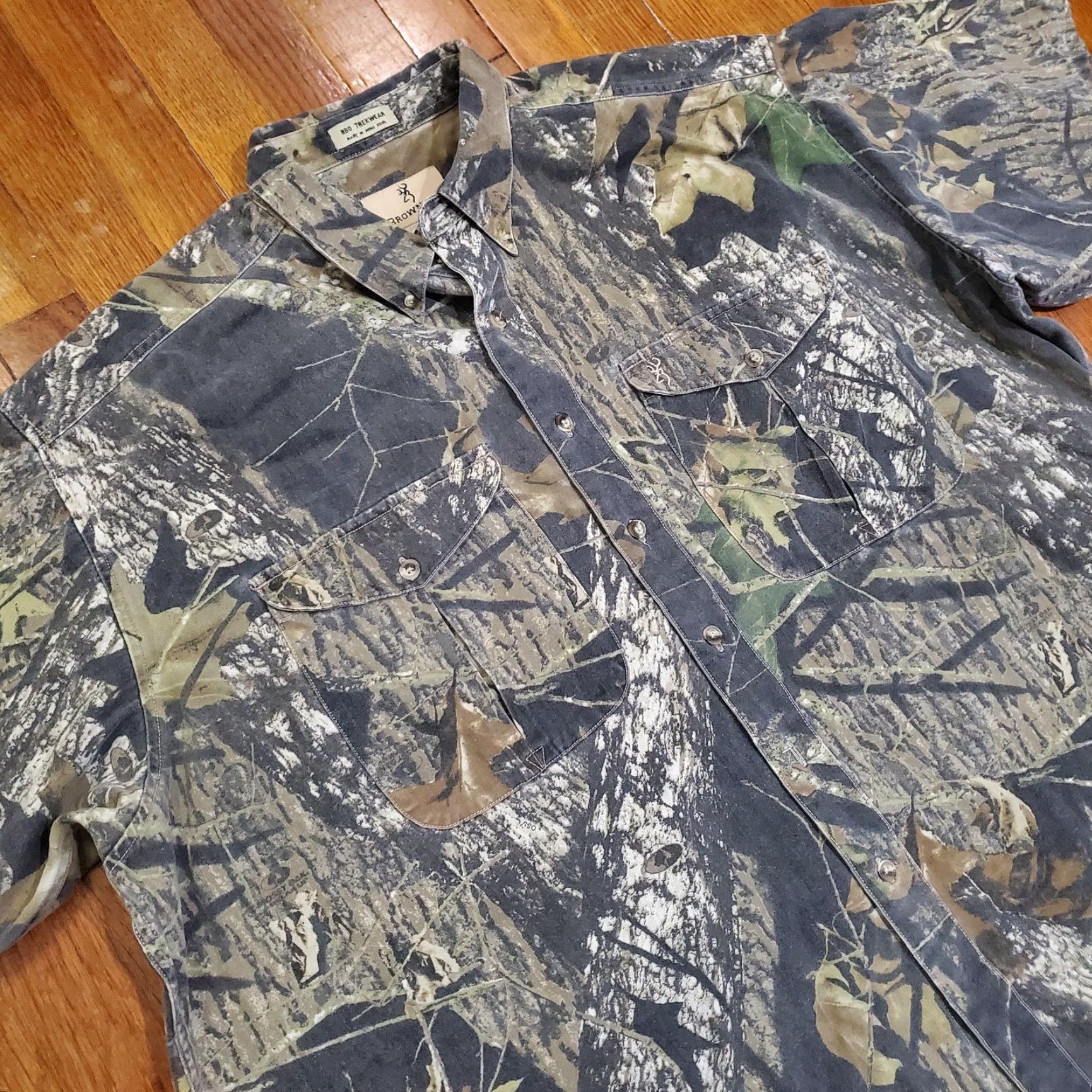 Vintage Browning Shirt Mens XXXL Camouflage Mossy Oak Short Sleeve Button Front Hunting Size US XXL / EU 58 / 5 - 2 Thumbnail