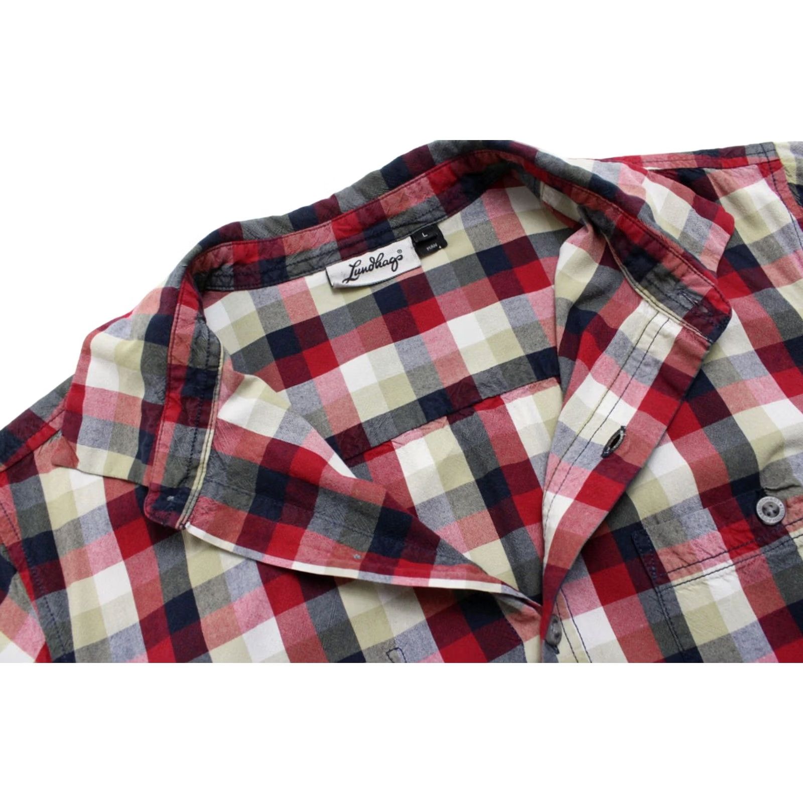 Vintage Lundhags Lauve SS Shirt Men LARGE Button-Up Spread Collar Check Multicoloured Short Sleeve Size US L / EU 52-54 / 3 - 4 Thumbnail