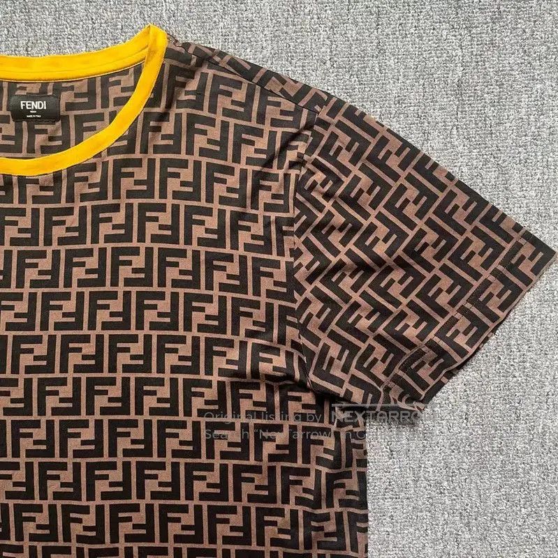 Fendi Fendi Brown Cotton Men's T-Shirt . Size US L / EU 52-54 / 3 - 3 Thumbnail