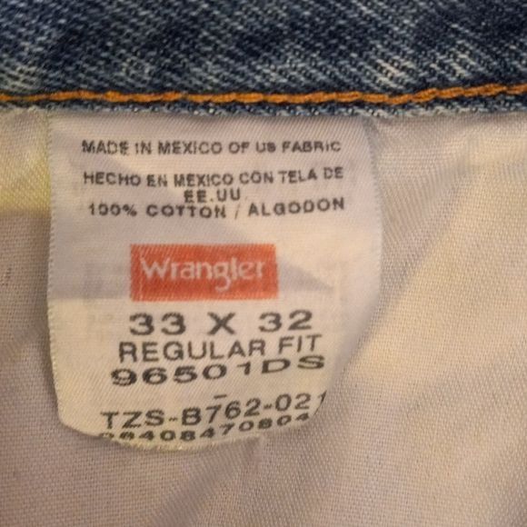 Wrangler Wrangler Size 33x32 Jeans Mens Regular Fit Blue Denim 100% C Size US 33 - 14 Thumbnail