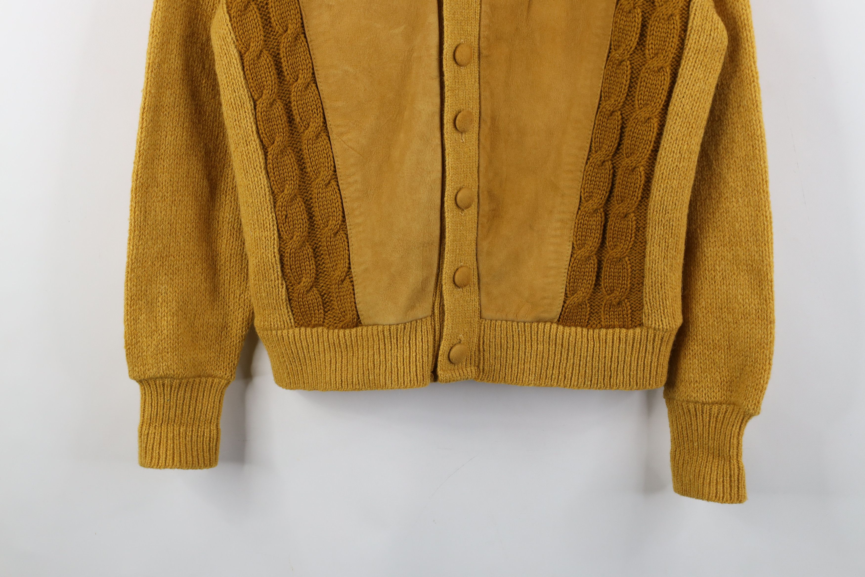 Vintage Vintage 50s Rockabilly Cable Knit Suede Cardigan Sweater USA Size US M / EU 48-50 / 2 - 3 Thumbnail