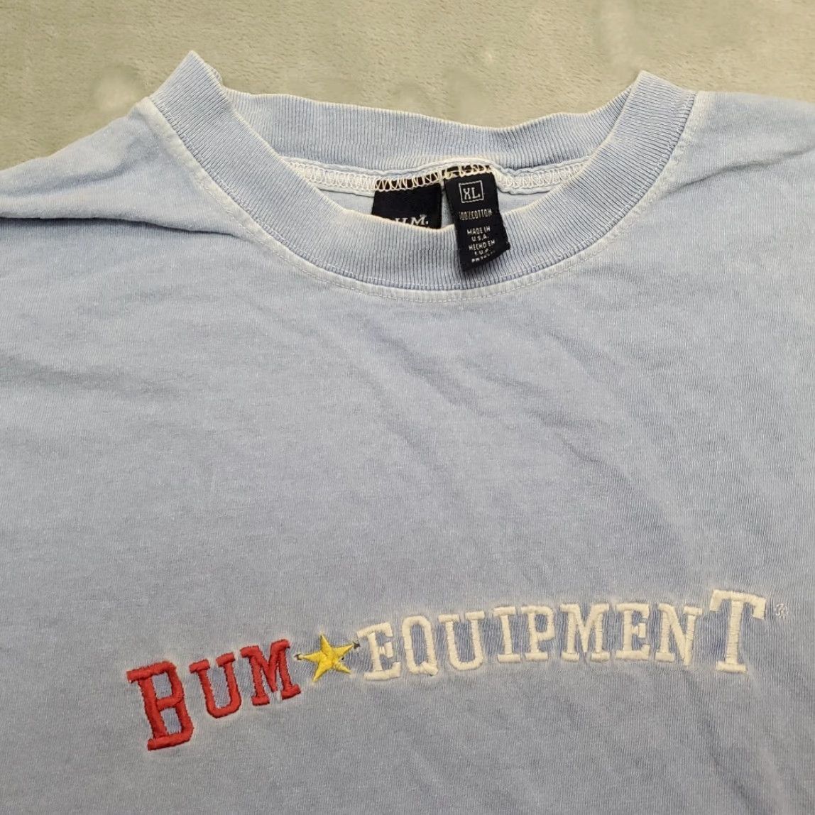 Vintage VINTAGE B.U.M. Equipment Shirt Men XL Blue Short Sleeve Crew Neck 90s Made in USA TEE Size US XL / EU 56 / 4 - 2 Thumbnail