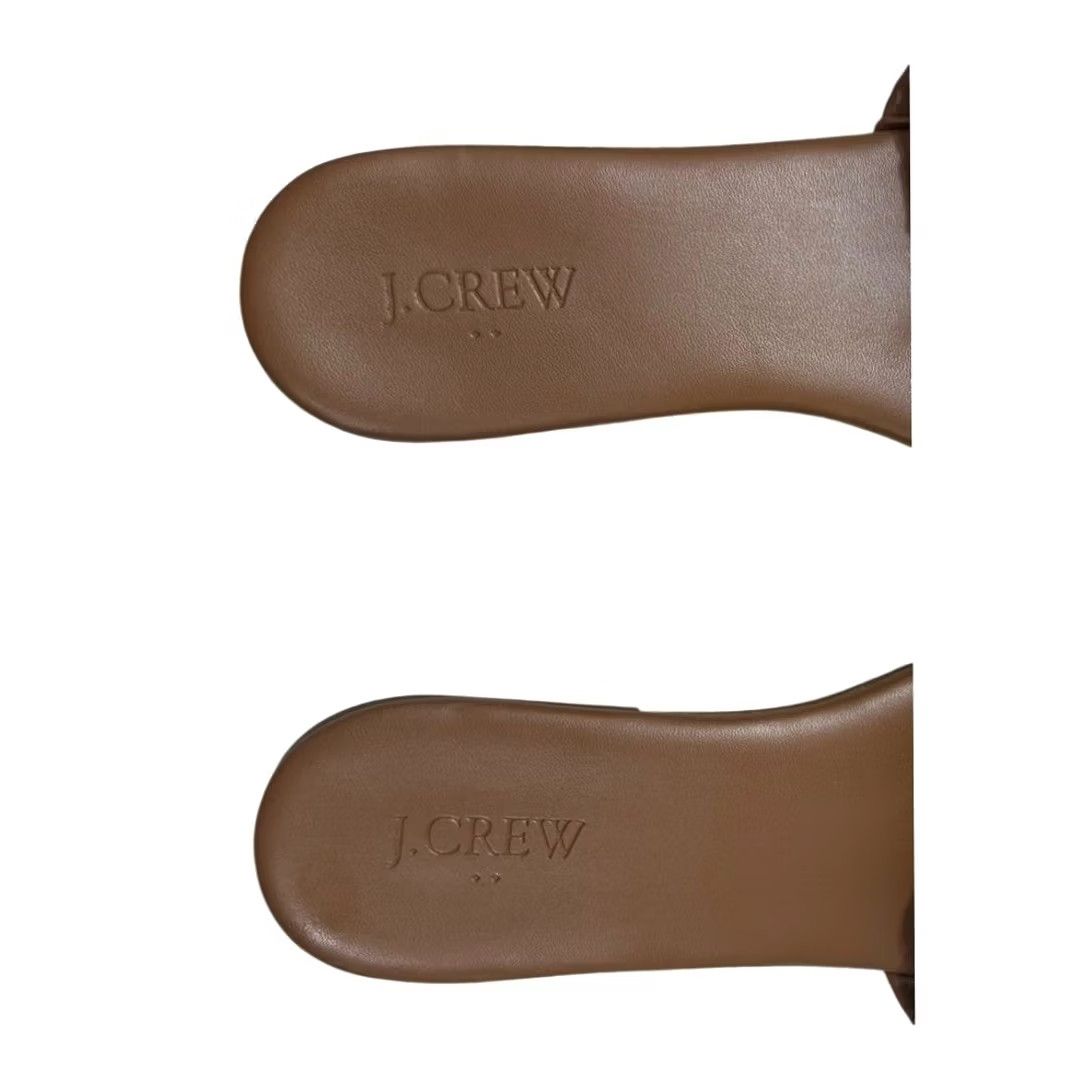 J.Crew J.Crew Womens Ruched Leather Slide Sandals Cognac Brown Flat Open Toe 9.5 Size US 10 / IT 40 - 2 Thumbnail