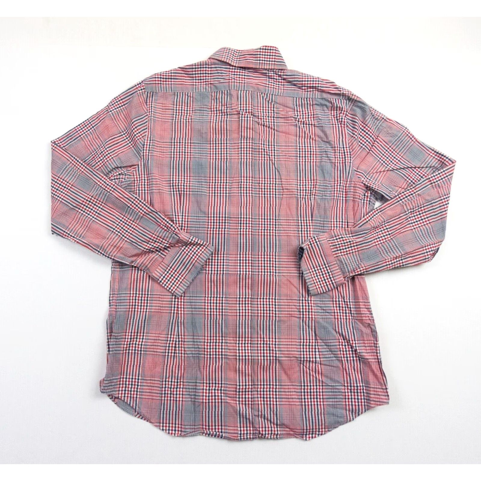 Express Express Mens Large Red Long Sleeve Button Up Fitted Check Plaid Stretch Shirt Size US L / EU 52-54 / 3 - 4 Thumbnail