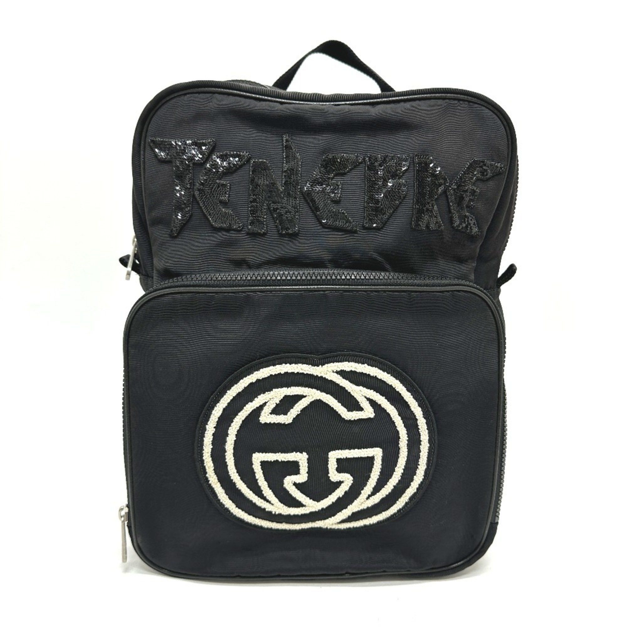 Gucci GUCCI 536724 Sequin Interlocking G Backpack Canvas Men's Black Size ONE SIZE - 1 Thumbnail