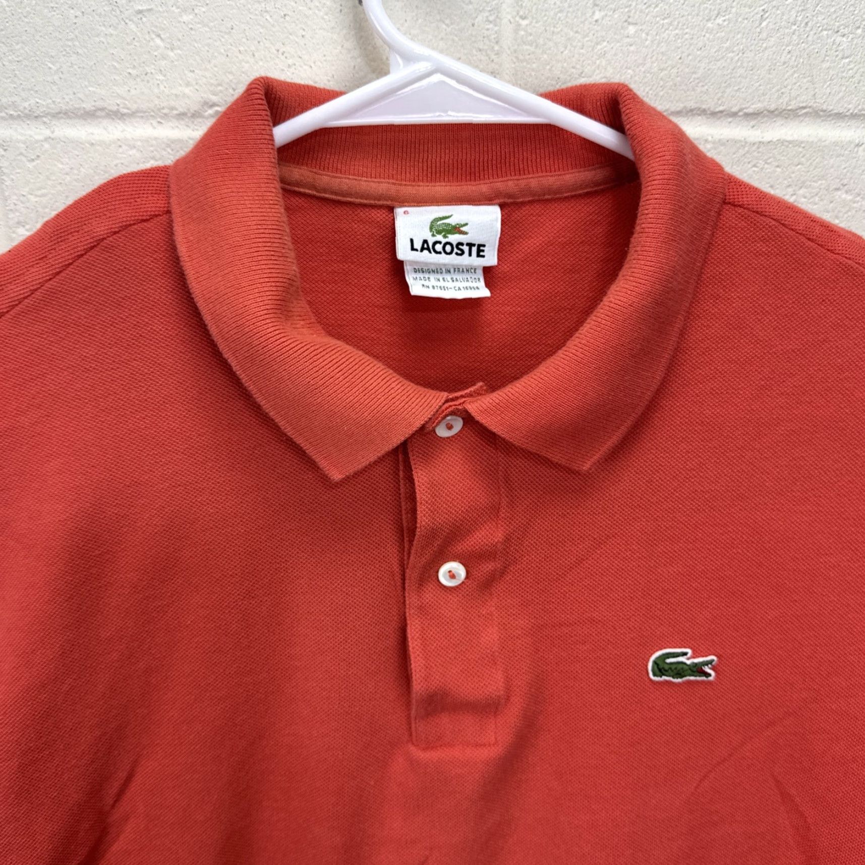 Lacoste Lacoste Polo Shirt Collared Short Sleeve Logo Classic Fit Coral FR US XL Mens Size US XL / EU 56 / 4 - 4 Thumbnail