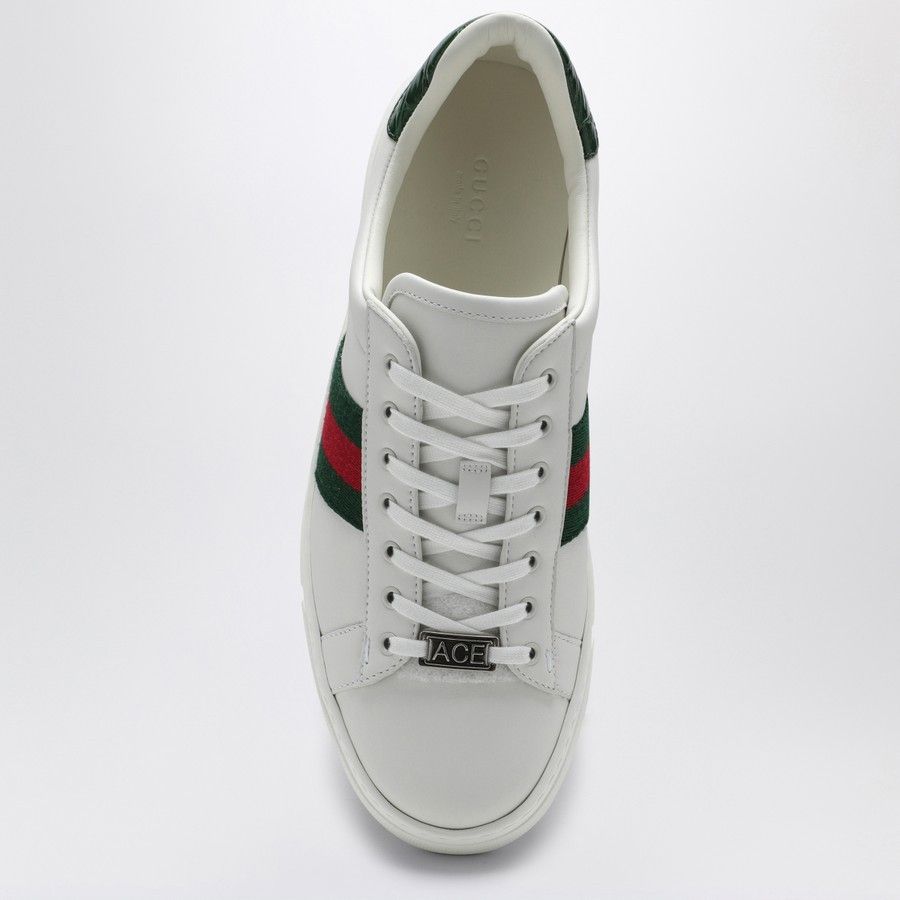 Gucci o1d2blof0824 Ace Sneaker With Web in White Size US 8.5 / IT 38.5 - 3 Thumbnail