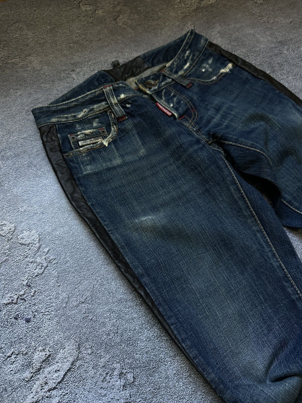 Dsquared2 Vtg Dsquared2 Distressed Leather Inserts Denim Size 38 IT Size 26" / US 2 / IT 38 - 8 Thumbnail