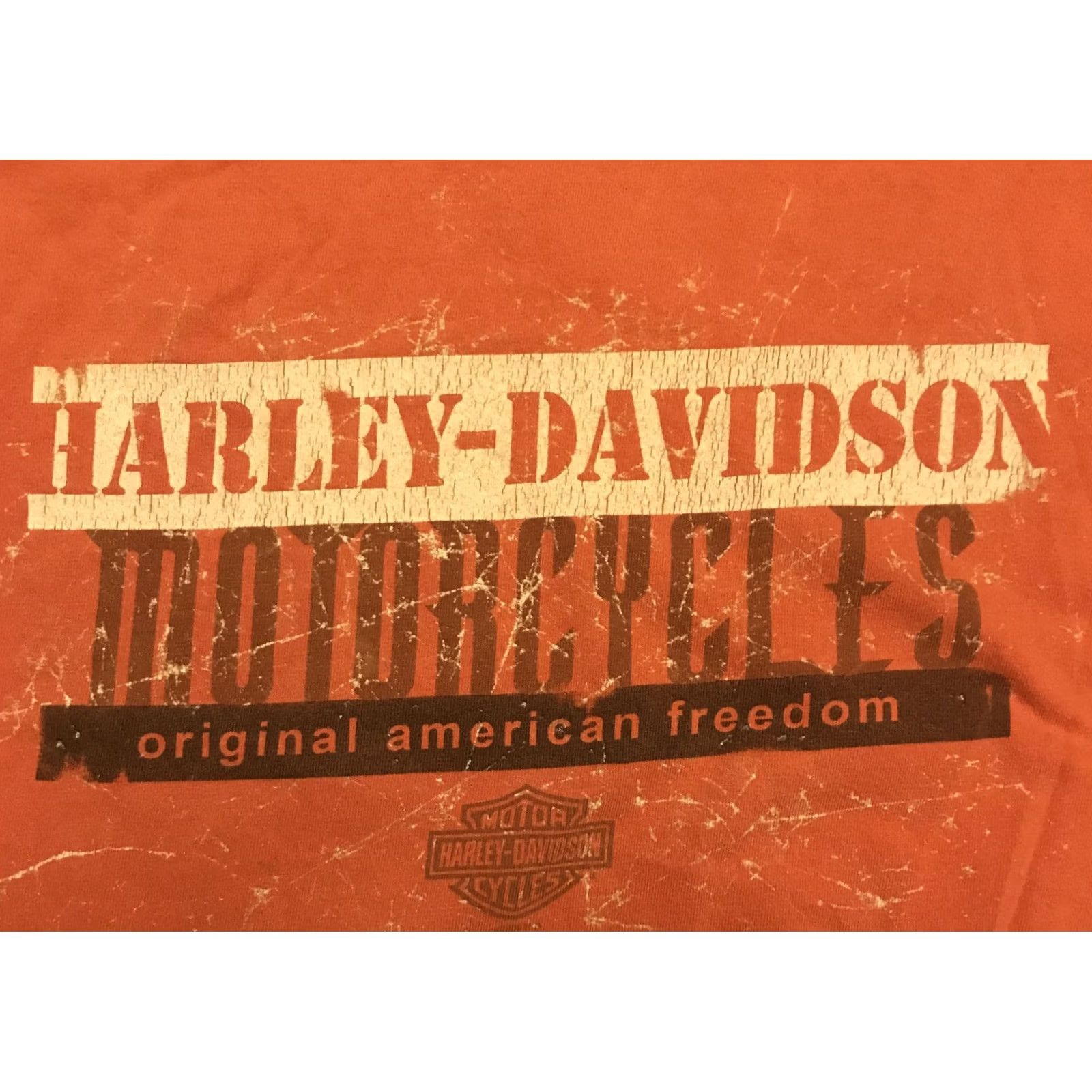 Harley Davidson Harley-Davidson T-Shirt Mens 2X Orange Crew Neck Short Sleeve USA Motorcycle Biker 919 Distinctive Graphic USA Made Grand Size US XXL / EU 58 / 5 - 5 Thumbnail