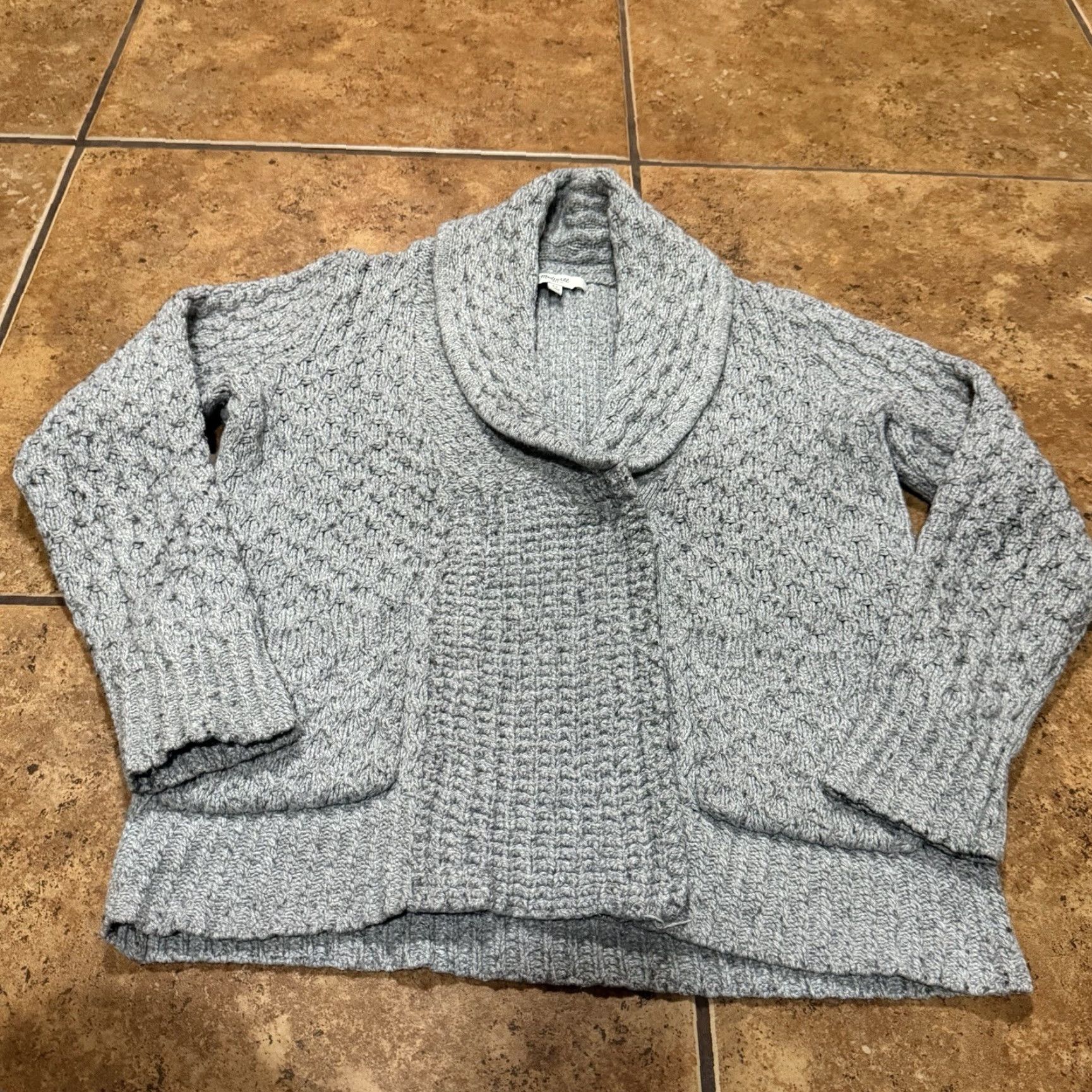 Madewell Madewell Cardigan Sweater Women's XS Grey Knit Open Pockets Bohemian Classic Preppy 70s? No Vintage? (adjusted) Size XS / US 0-2 / IT 36-38 - 2 Thumbnail