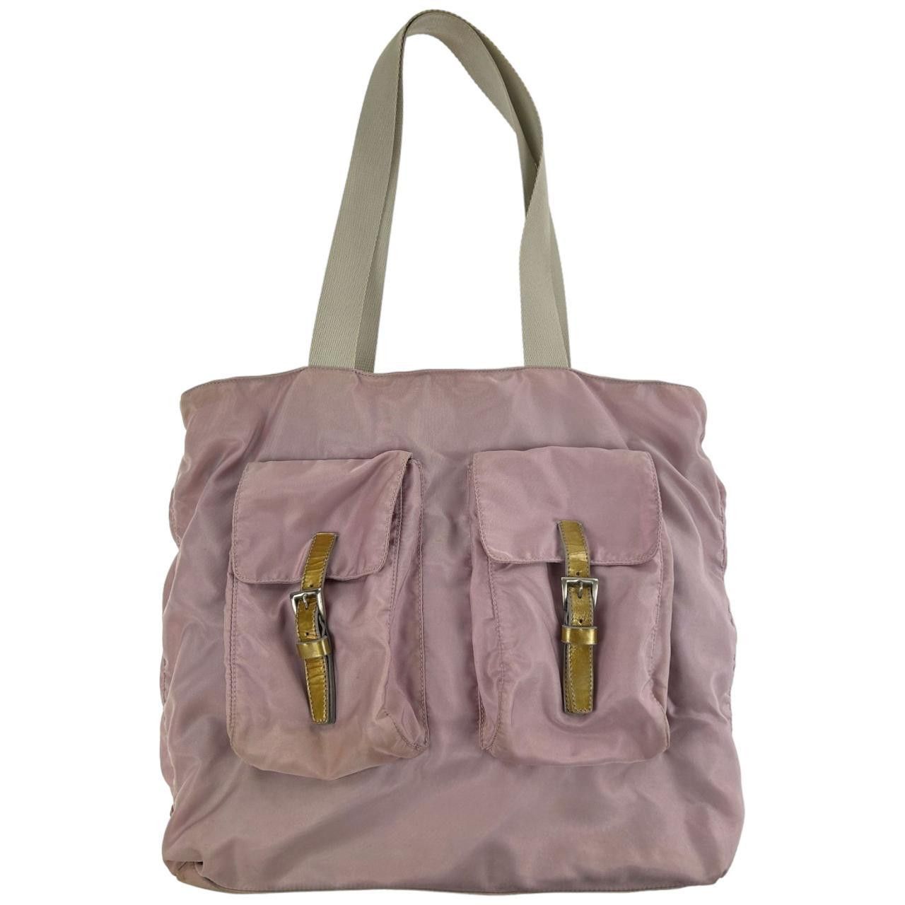 image of Vintage Prada Pocket Nylon Shoulder Bag in Pink, Women's