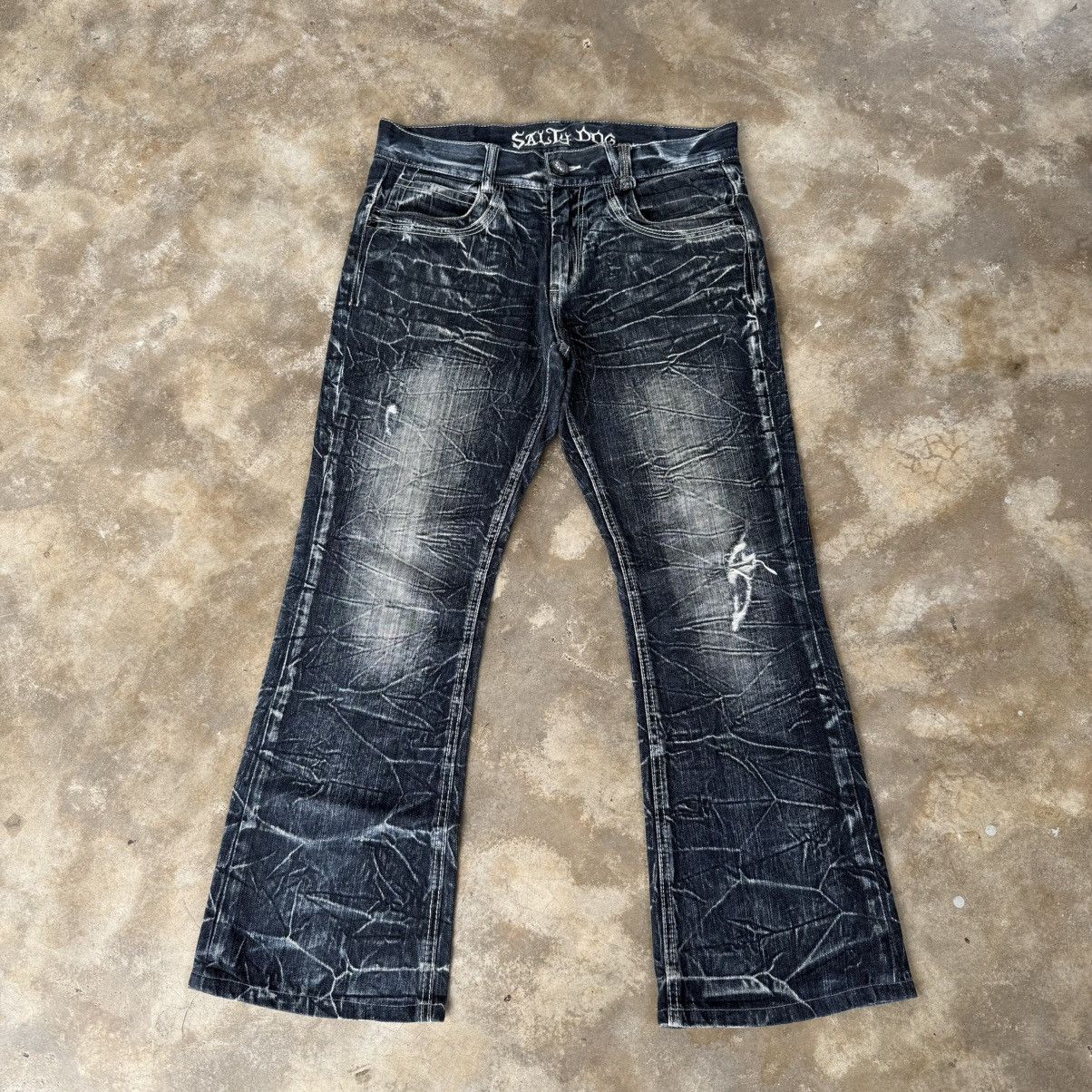 Japanese Brand VINTAGE SALTY DOG FLARE DENIM JEAN PANTS Size US 35 - 1 Thumbnail
