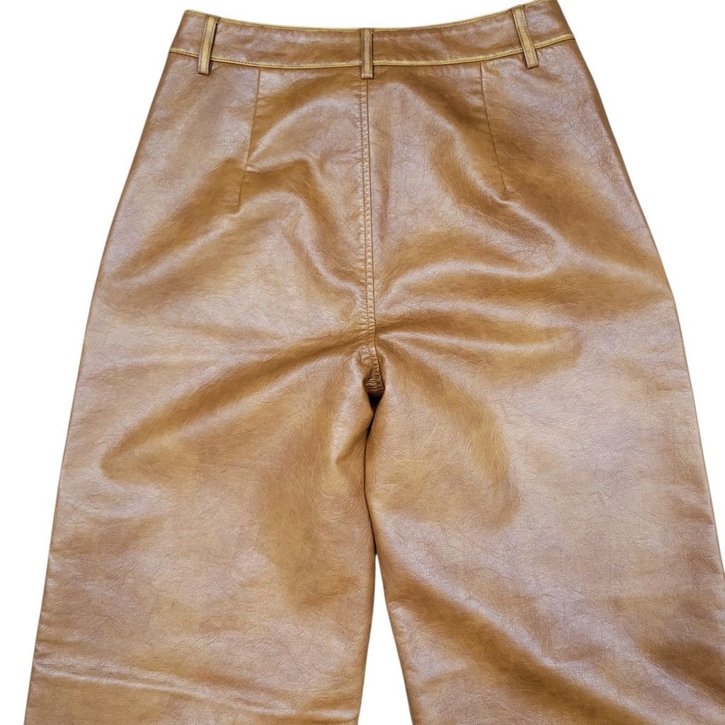 Other ANEWSTA Women Faux-Leather Wide-Leg Brown Pants Size Medium Size 28" / US 6 / IT 42 - 7 Thumbnail