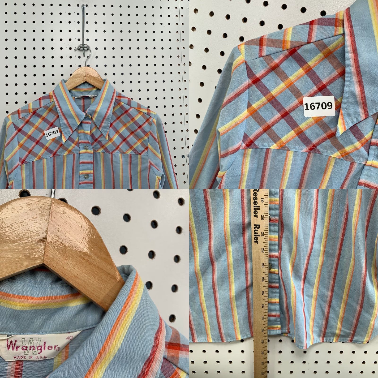 Wrangler VINTAGE Wrangler Womens Snap Western Shirt Sz 40 Fits Large 22X29 Vertical Strip Size L / US 10 / IT 46 - 8 Thumbnail