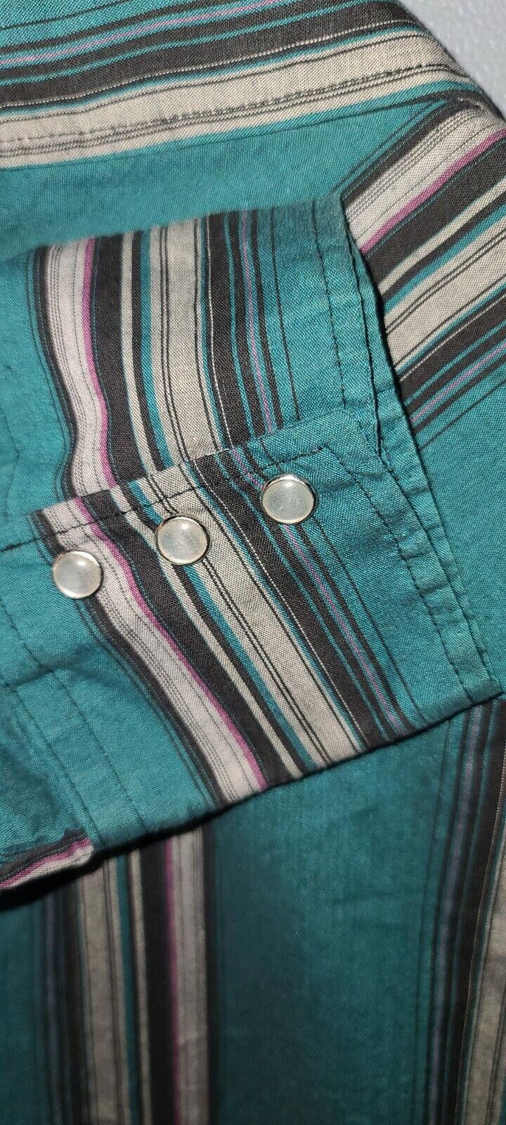 Designer Authentic Western Youngblood Men's Button Down XL Teal Black Size US XL / EU 56 / 4 - 7 Thumbnail