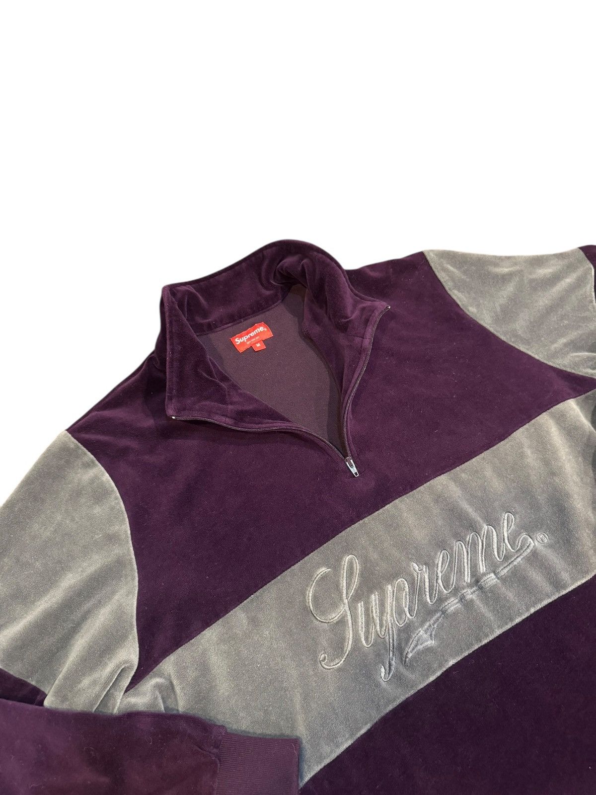 Supreme Supreme Velour Half Zip Pullover Purple Medium 2017 Size US M / EU 48-50 / 2 - 3 Thumbnail