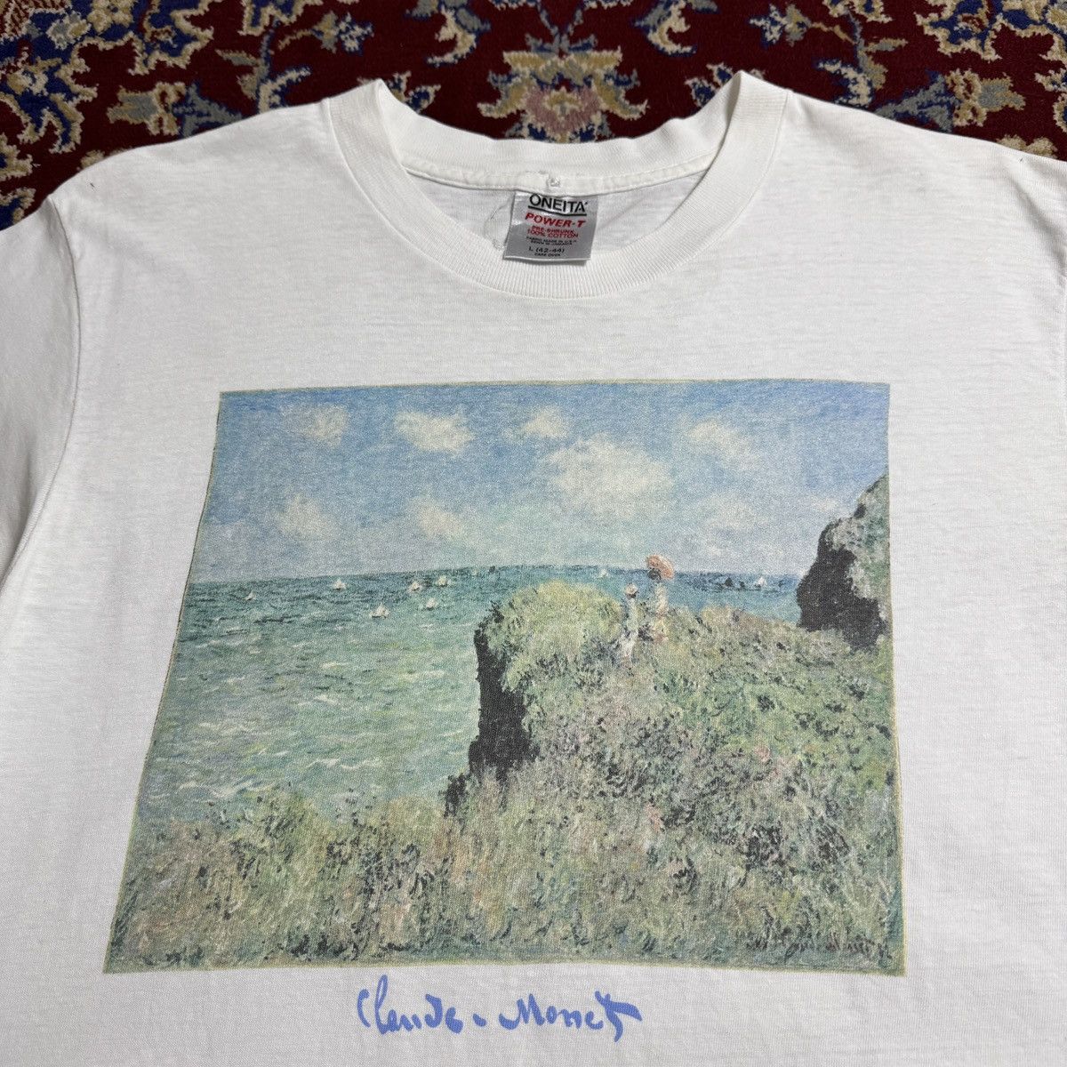Vintage 90s Claude Monet The Cliff Walk at Pourville Art tee