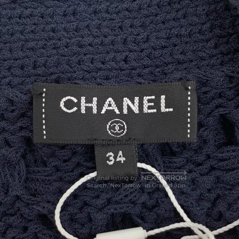 Chanel Chanel Dark blue diamond check cotton V-neck single-breast Size XXS / US 00 / IT 34 - 6 Thumbnail