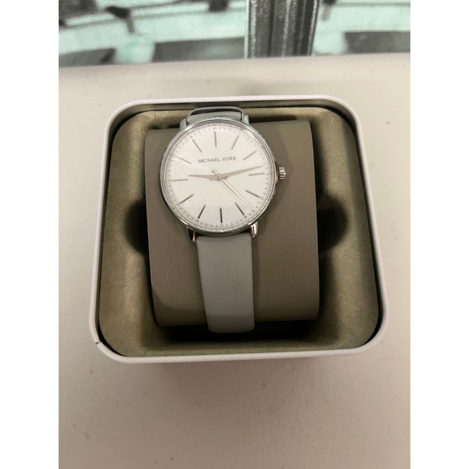 Michael Kors Michael Kors MK2797 Pyper White Dial Grey Leather Ladies Size ONE SIZE - 2 Thumbnail