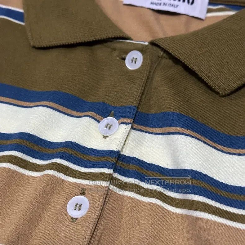 Miu Miu Miu Miu Size XL Yellow-green-brown striped polo Size US XL / EU 56 / 4 - 4 Thumbnail
