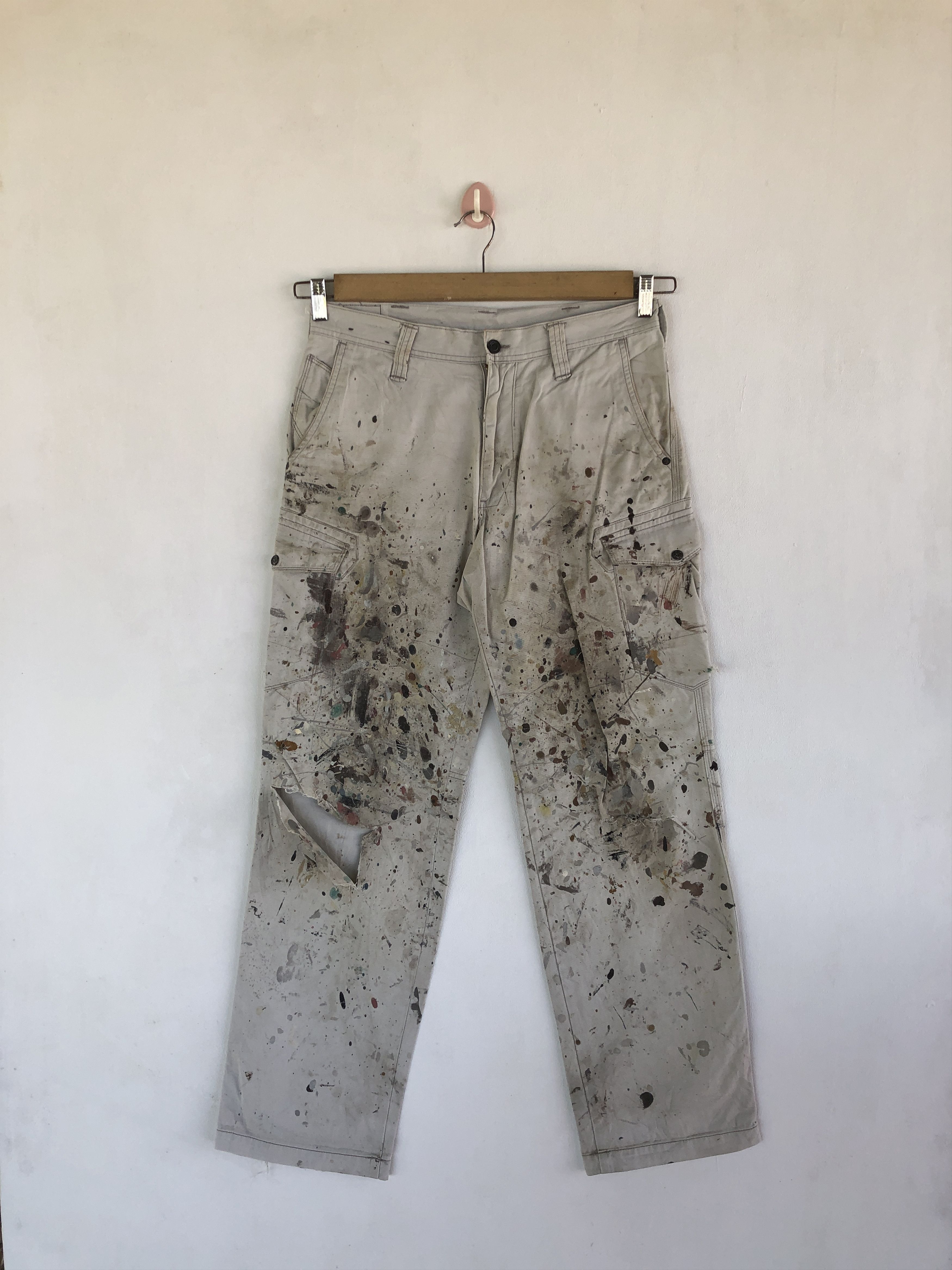 Japanese Brand Carpenter Cargo Pants Paint Splatter Multi Pockets Trousers Size US 30 / EU 46 - 1 Thumbnail