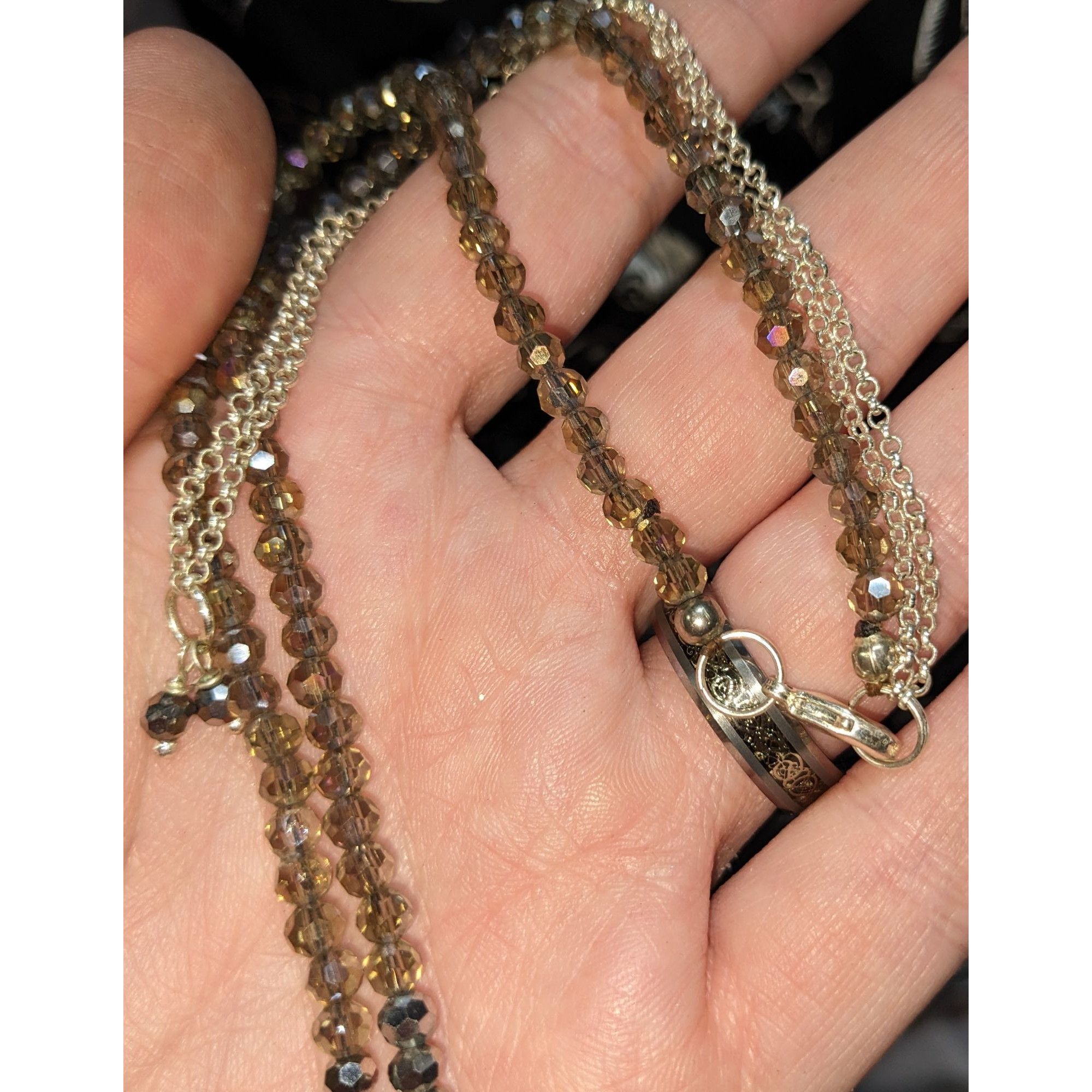 Other Bohemian Sparkly Beaded Necklace With Metal Feather Pendant Size ONE SIZE - 3 Thumbnail
