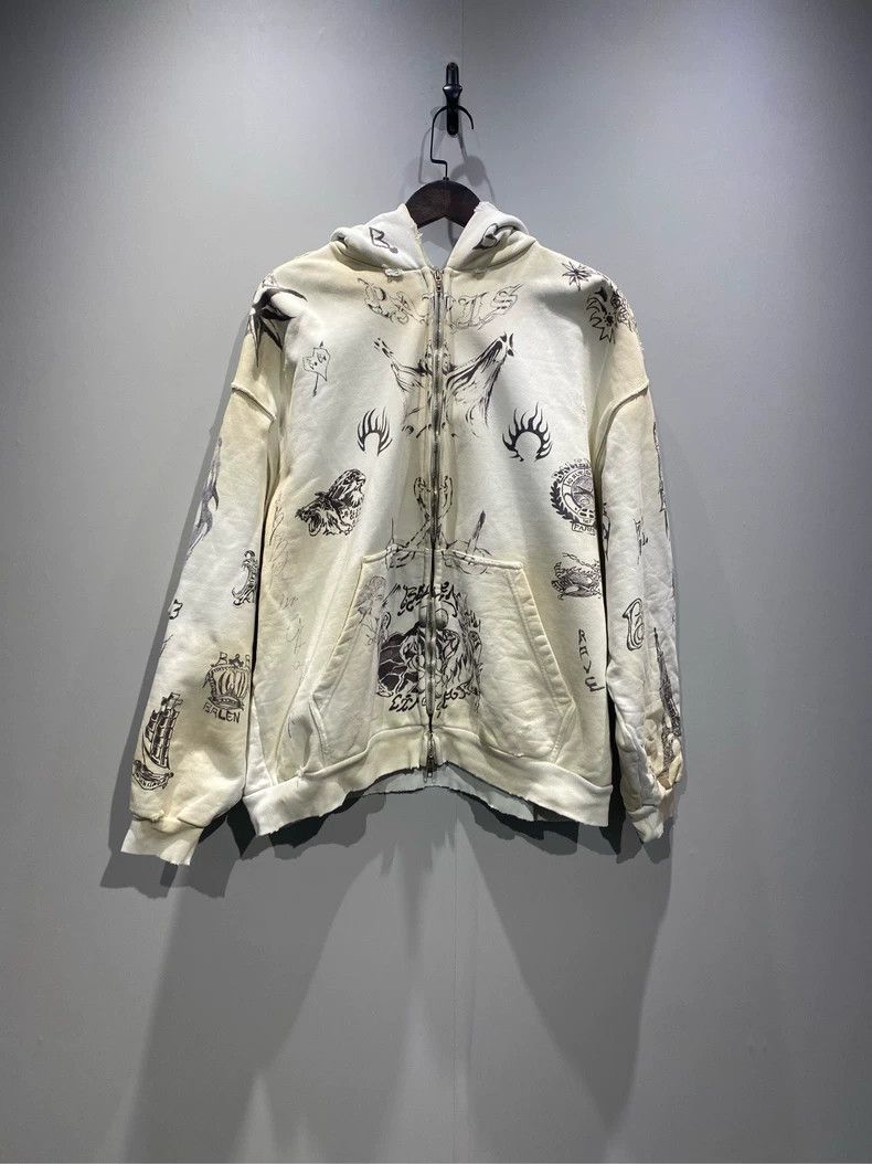 Balenciaga Balenciaga Tattoo Aged White Graffiti Zip-Up Hoodie Size US L / EU 52-54 / 3 - 1 Thumbnail