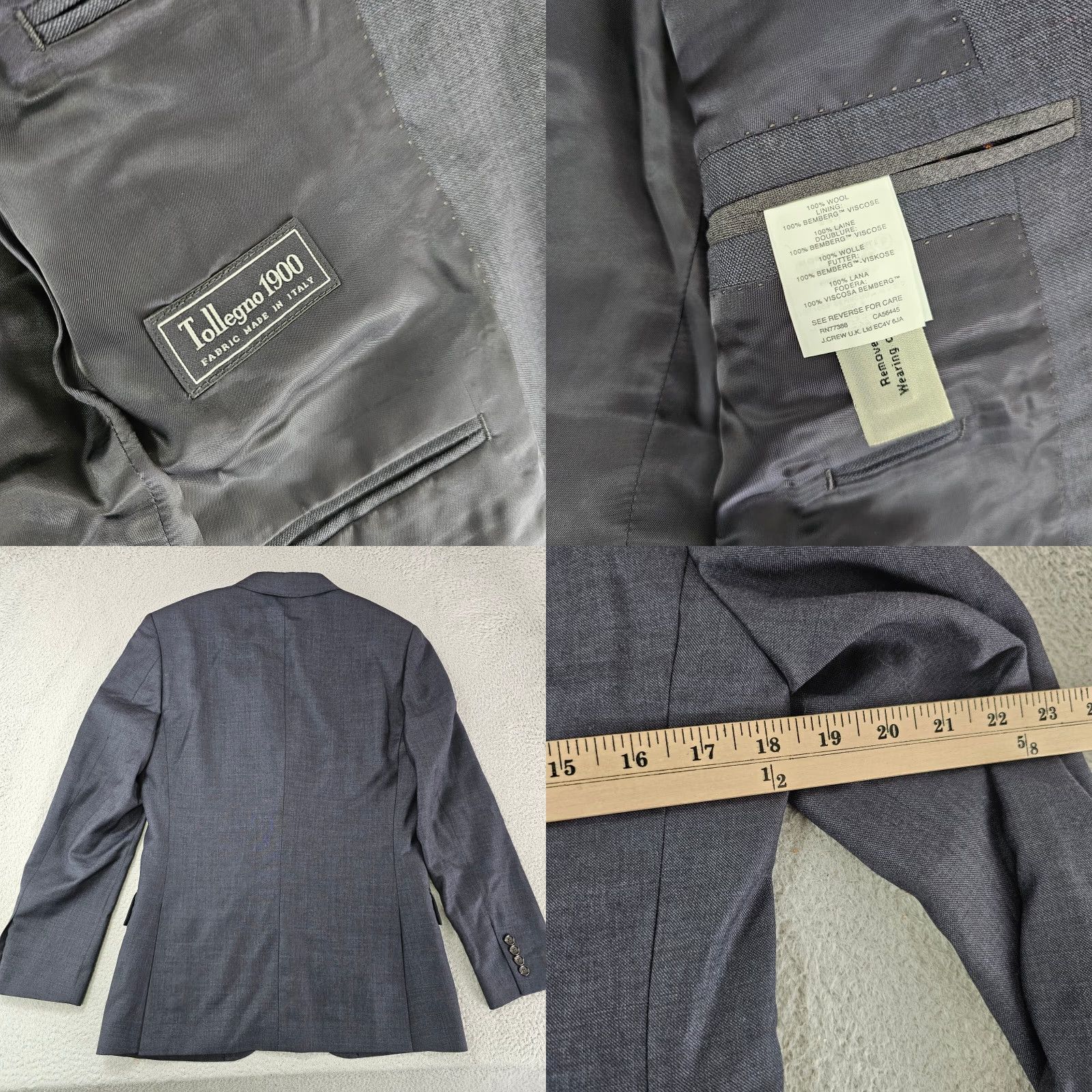 J.Crew J. Crew Blazer Mens 36S Blue Wool Short Single-Breasted Notch Lapel 2-Button Double-Vented Regular Fit Jacket Coat Size 36R - 8 Thumbnail