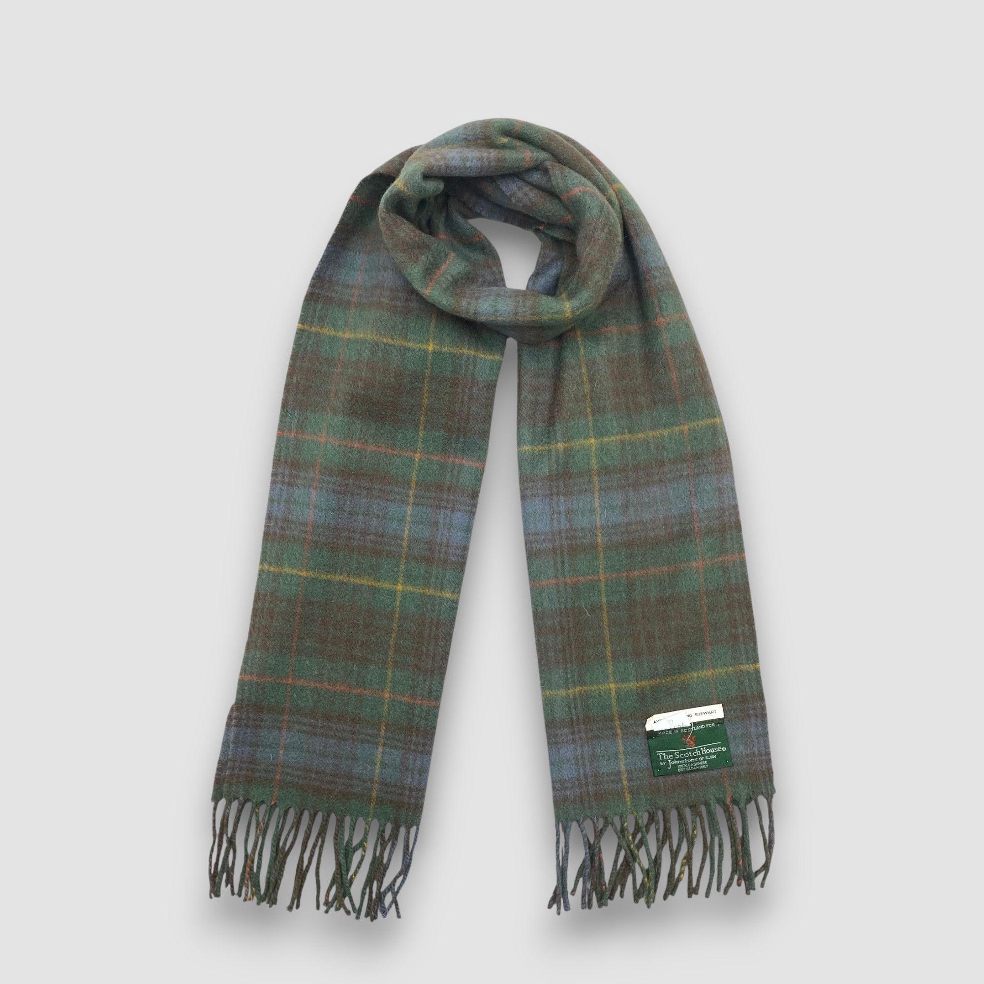 Johnstons Of Elgin Vintage Johnstons of Elgin Scarf Muffler Wool Plaid Scarves Size ONE SIZE - 1 Thumbnail