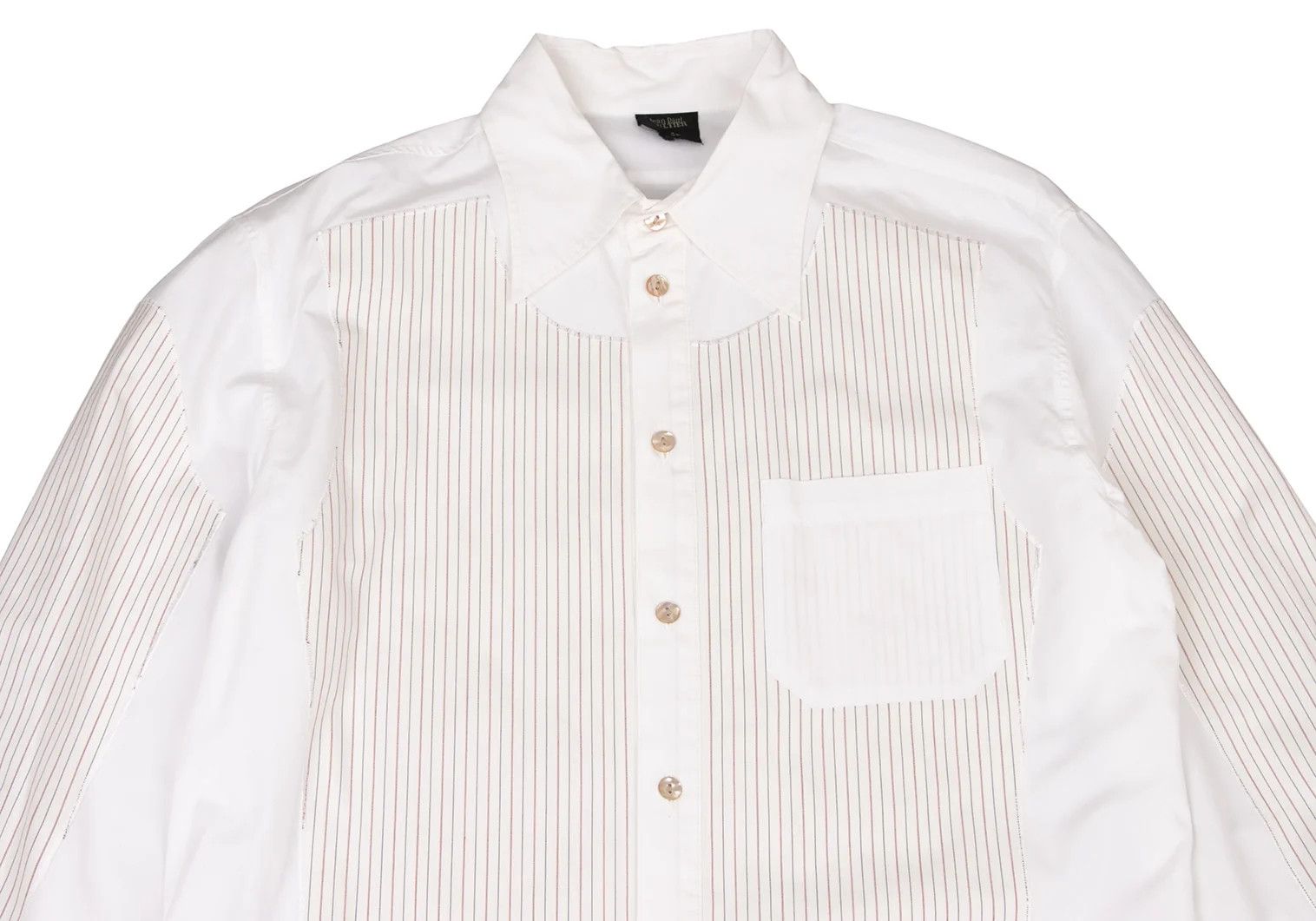 Jean Paul Gaultier Striped Panel Shirt in White, Size 48 Size US M / EU 48-50 / 2 - 2 Thumbnail