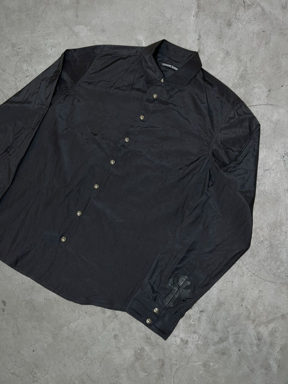 Chrome Hearts Chrome Hearts Leather Patch Silk Shirt Size US XL / EU 56 / 4 - 5 Thumbnail
