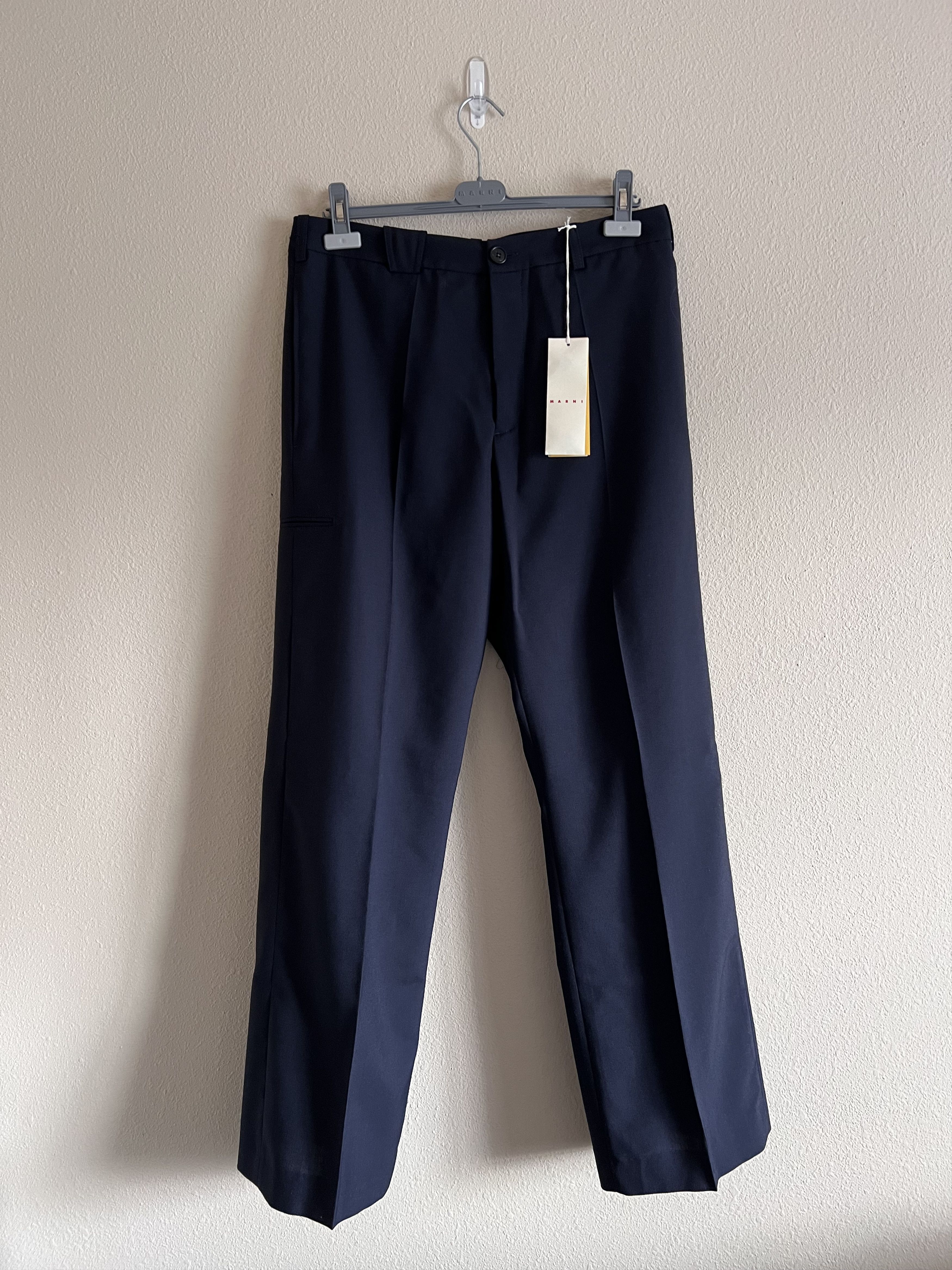 Marni Marni Tropical Wool Pleated Pants in Navy Size US 34 / EU 50 - 1 Thumbnail