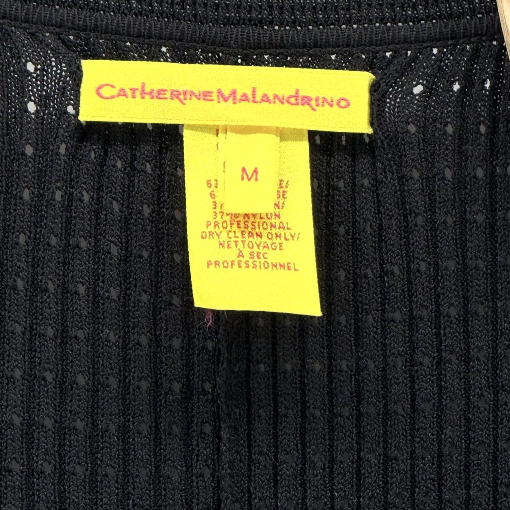Vintage Catherine Malandrino Dress Womens Medium Black Ribbed Knit Scoop Neck Half Sleeve Size M / US 6-8 / IT 42-44 - 2 Thumbnail