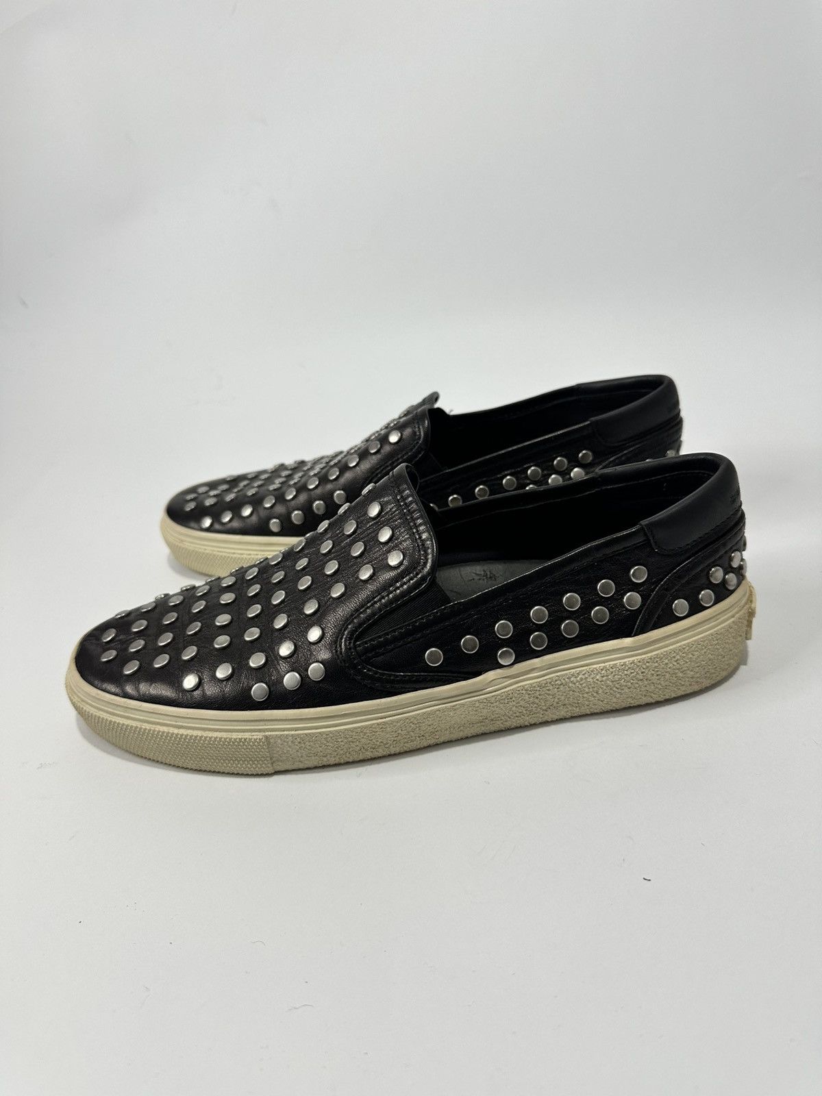 Saint Laurent Paris SAINT LAURENT PARIS Silver studs leather black sneakersEU 39 Size US 9 / IT 39 - 4 Thumbnail