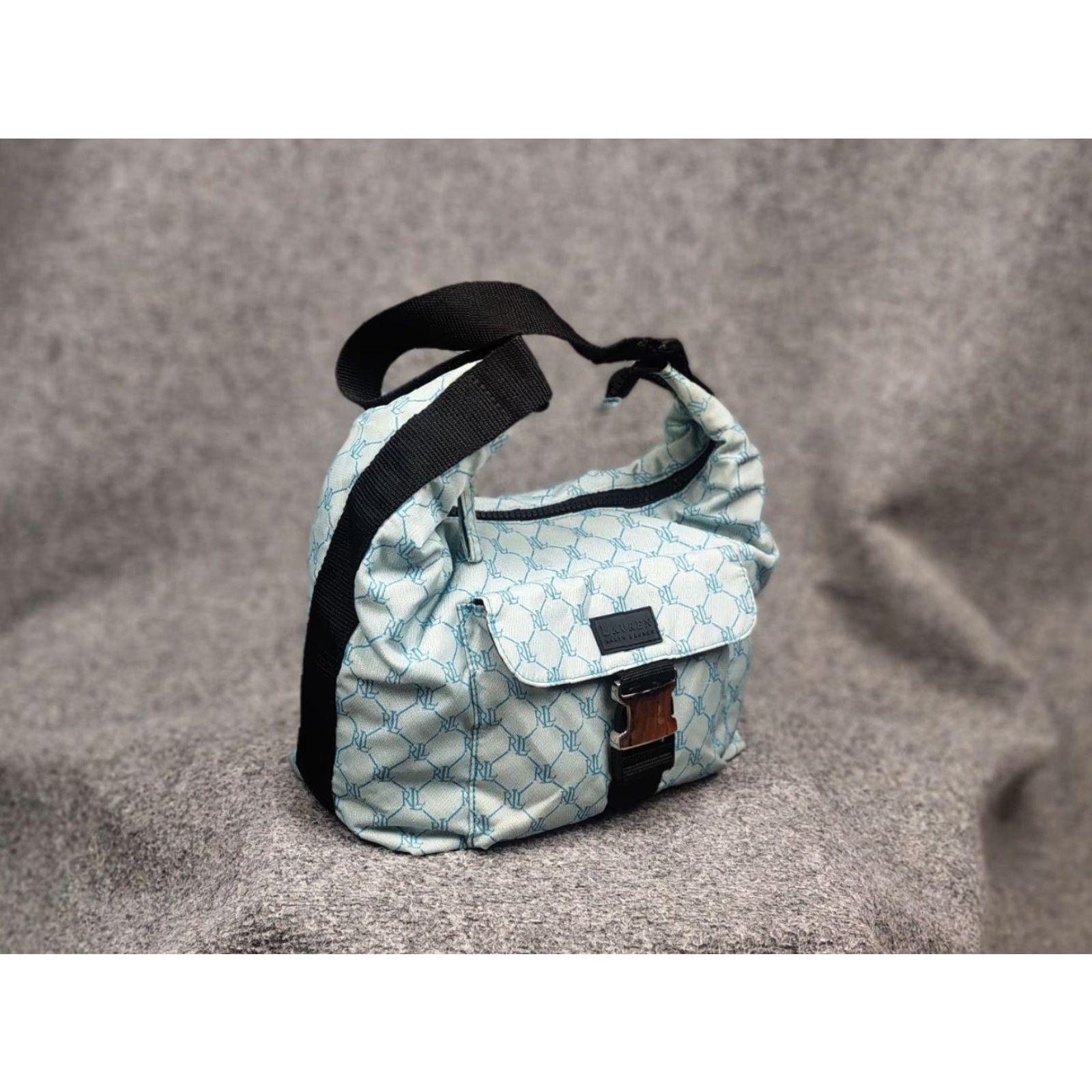 Ralph Lauren VINTAGE Lauren Ralph Lauren Hobo Handbag Monogram blue City Designer Women's Medium Bag Size ONE SIZE - 3 Thumbnail