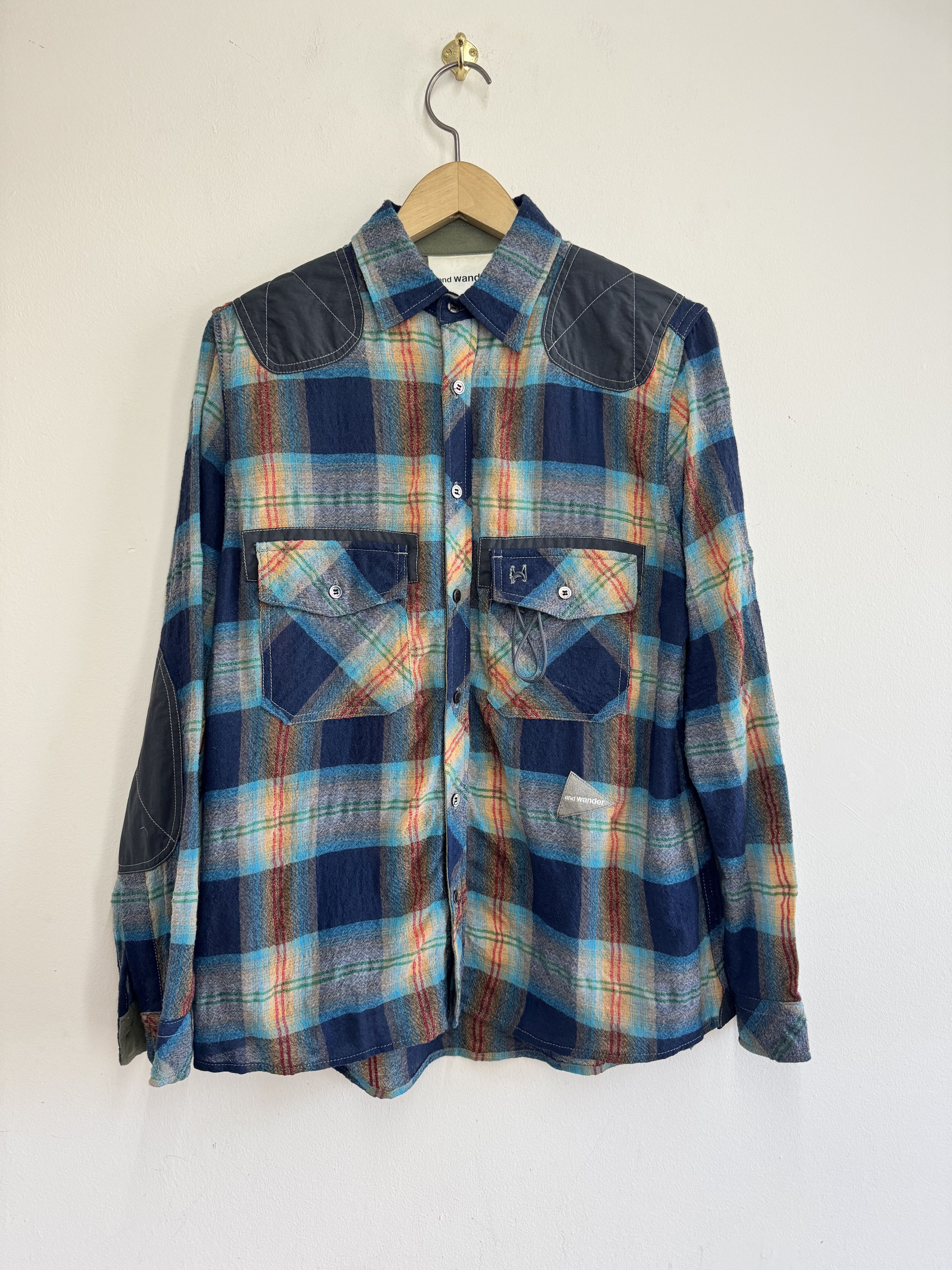 And Wander and wander Wool Check Shirt - Plaid / Multicolor Size US M / EU 48-50 / 2 - 1 Thumbnail