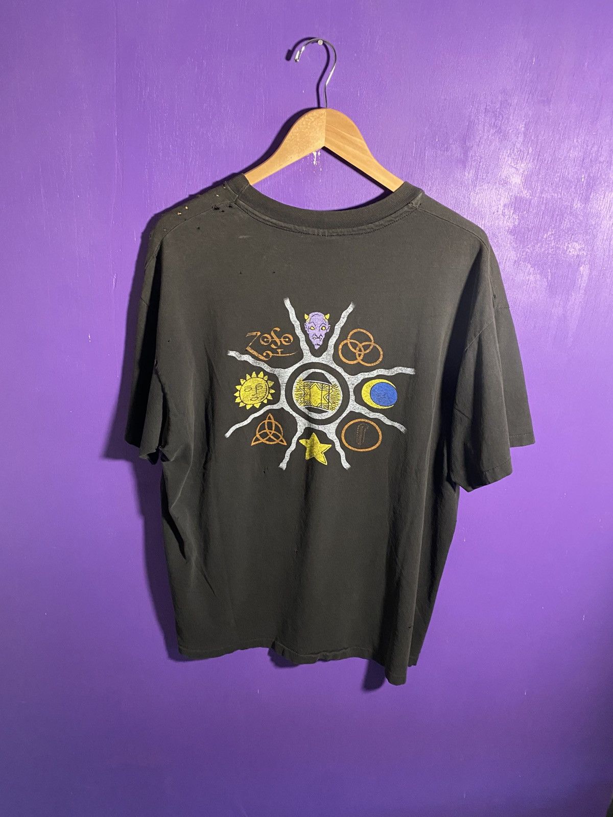 Band Tees Vintage 90s Led Zeppelin zoso faded tour tee Size US XL / EU 56 / 4 - 2 Thumbnail