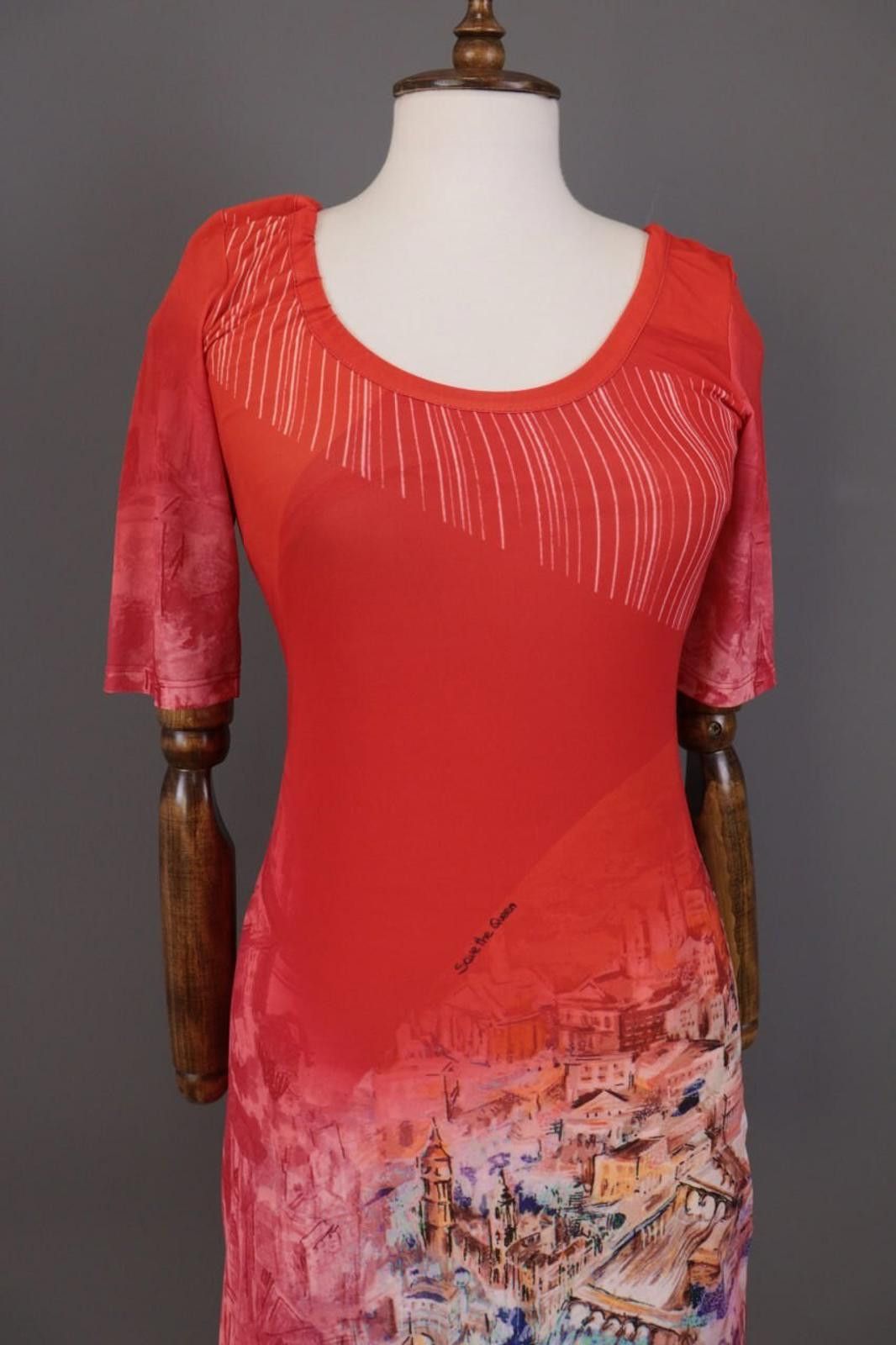 Designer Save The Queen Red Abstract Stretch Short Dress Size S Size S / US 4 / IT 40 - 7 Thumbnail