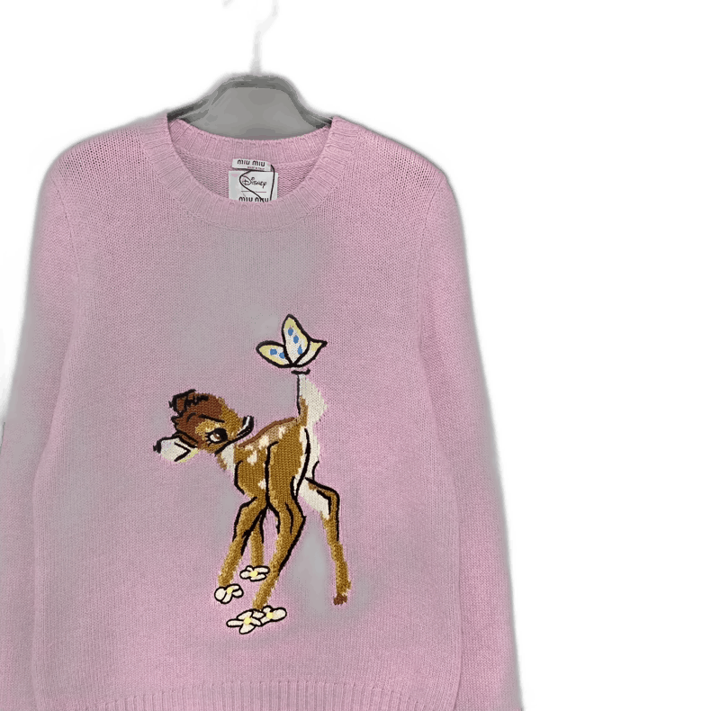Miu Miu Pink Knit Sweater with Deer Design-2506 Size M / US 6-8 / IT 42-44 - 1 Thumbnail